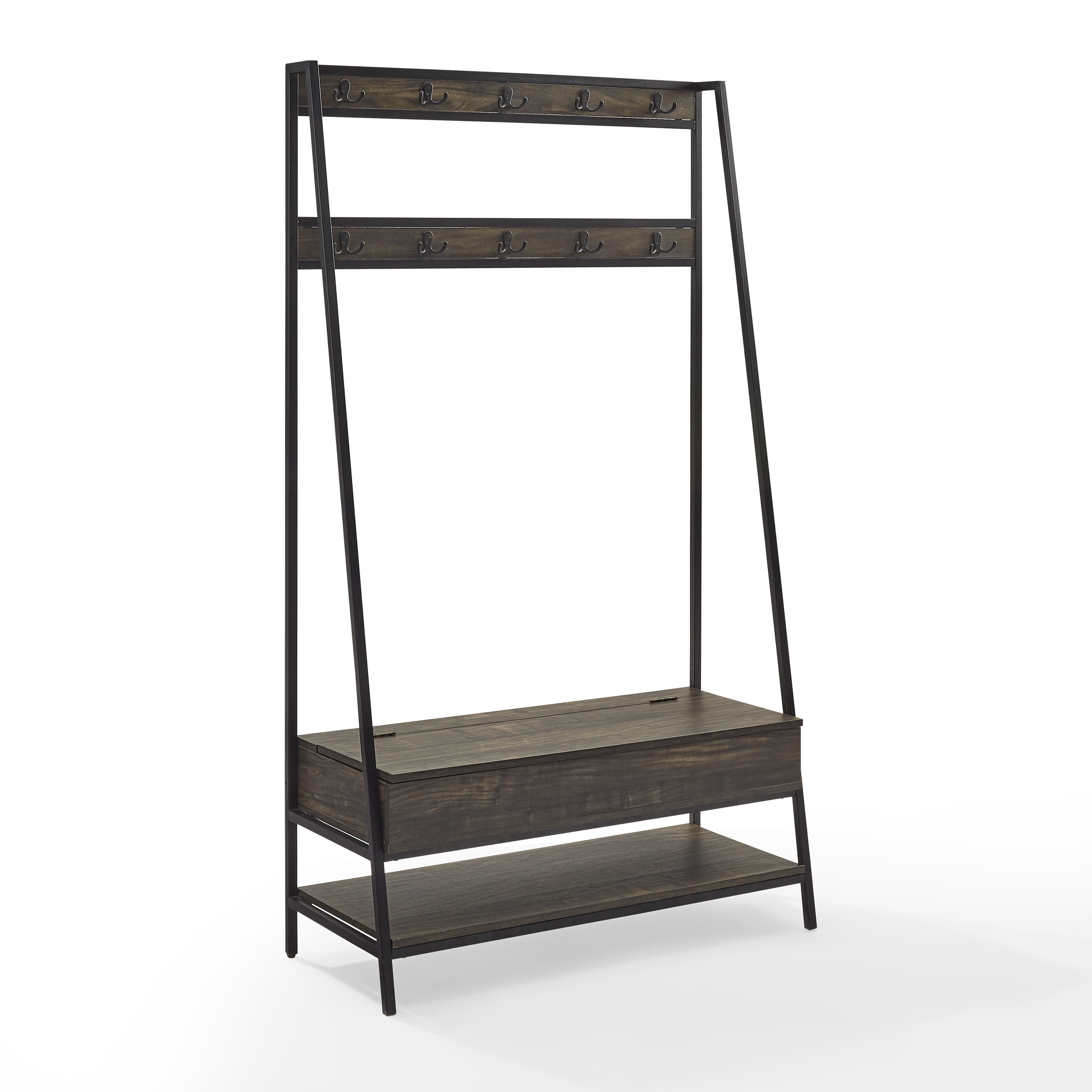 Crosley Jacobsen Matte Black Brown Ash Hall Tree