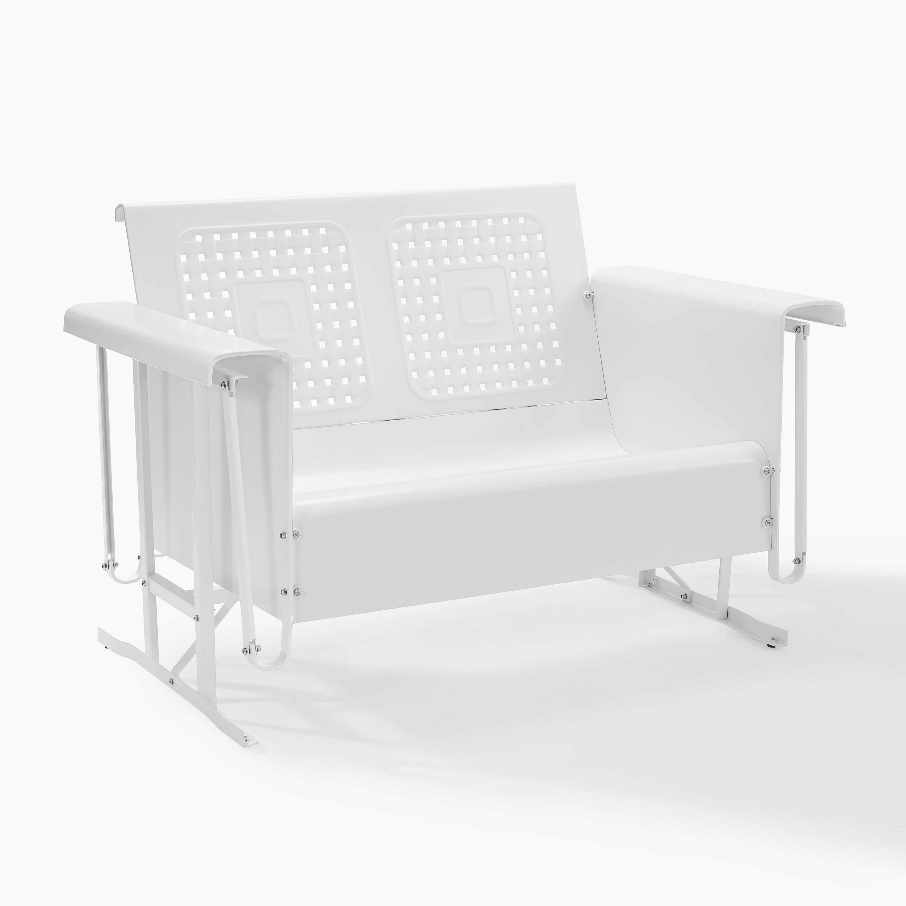 Crosley Bates White Gloss Retro Outdoor Glider Loveseat