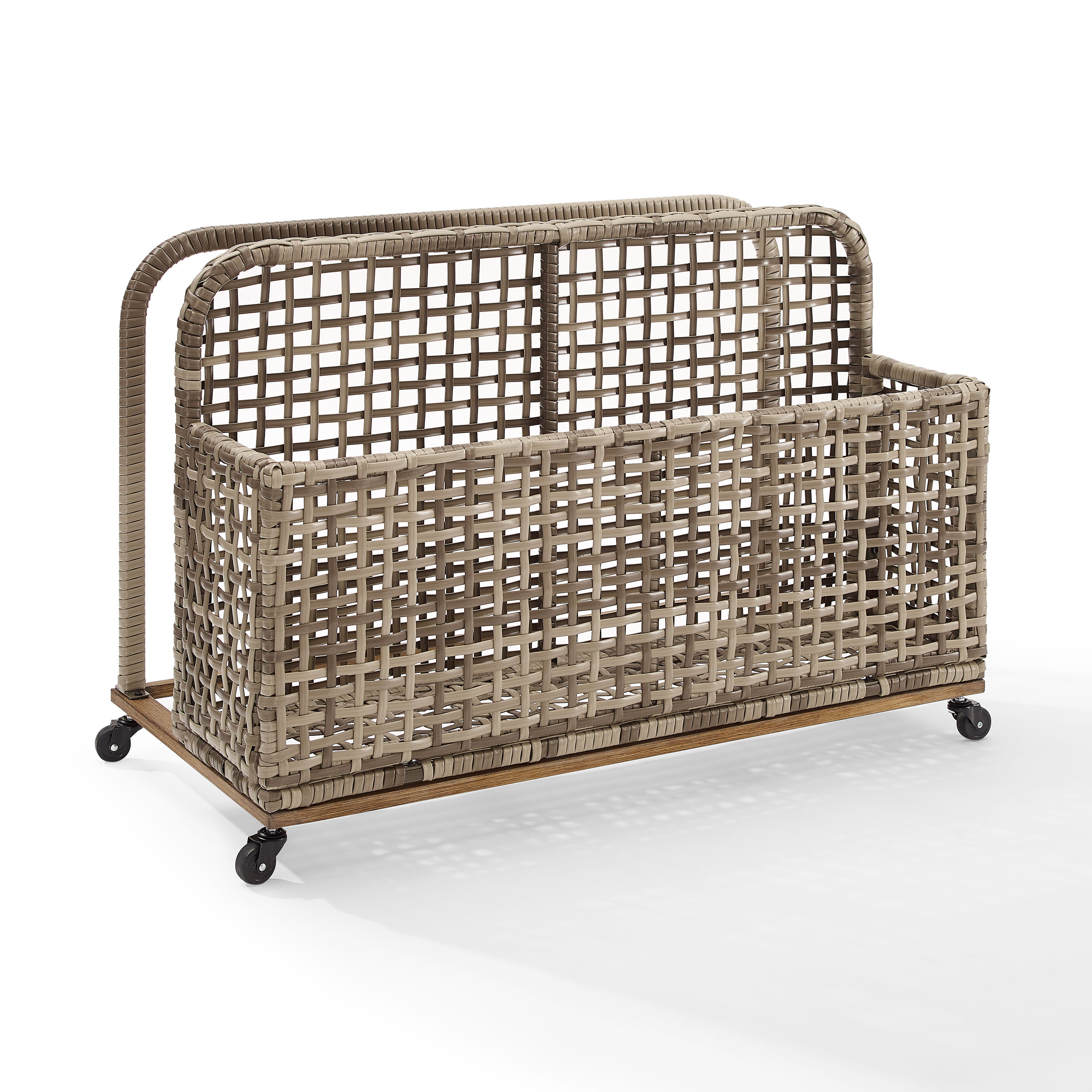 Crosley Ridley Brown Distressed Gray Outdoor Storage Pool Caddy