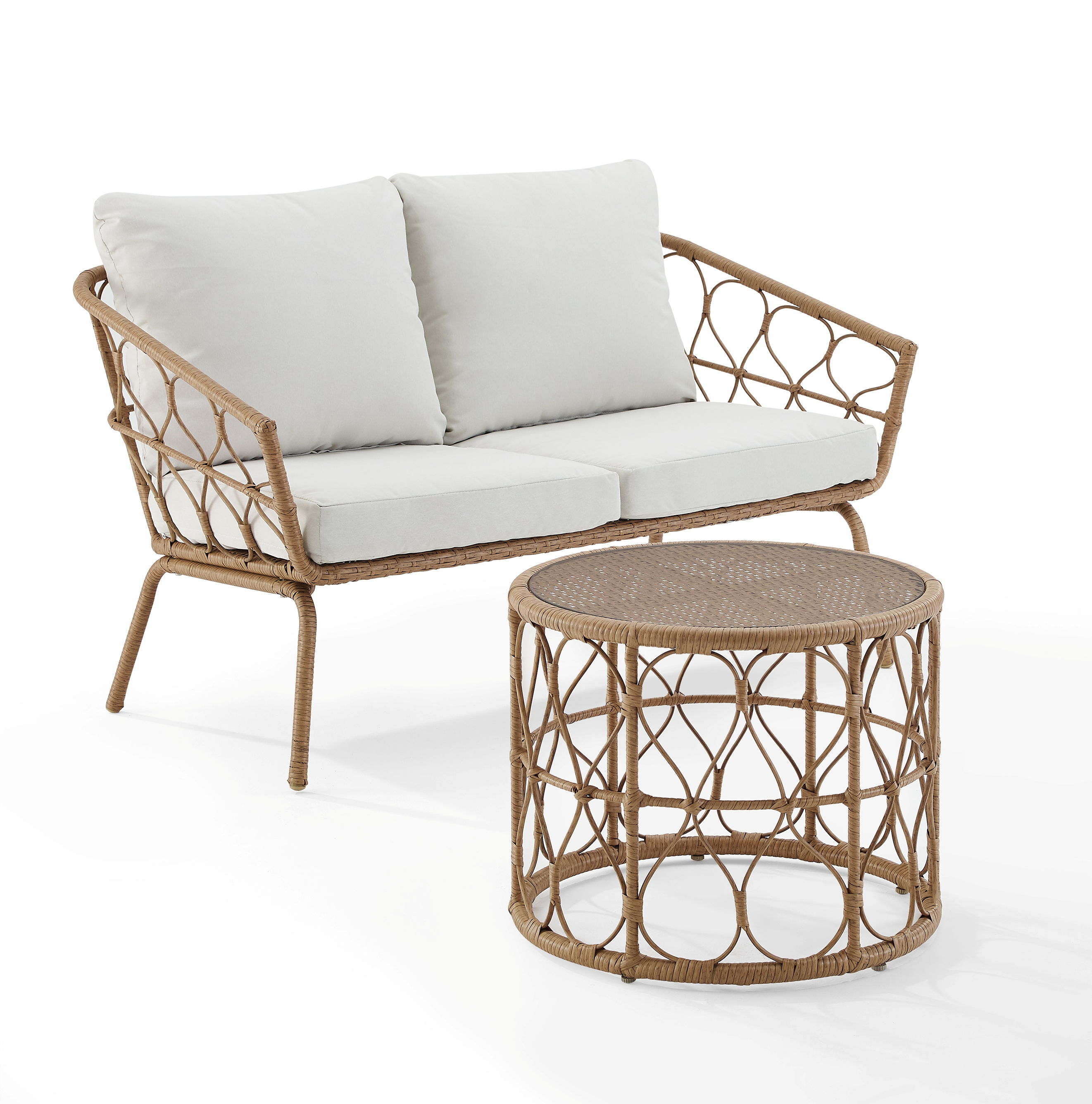 Crosley Juniper Creme Natural 2pc Outdoor Patio Seating Set