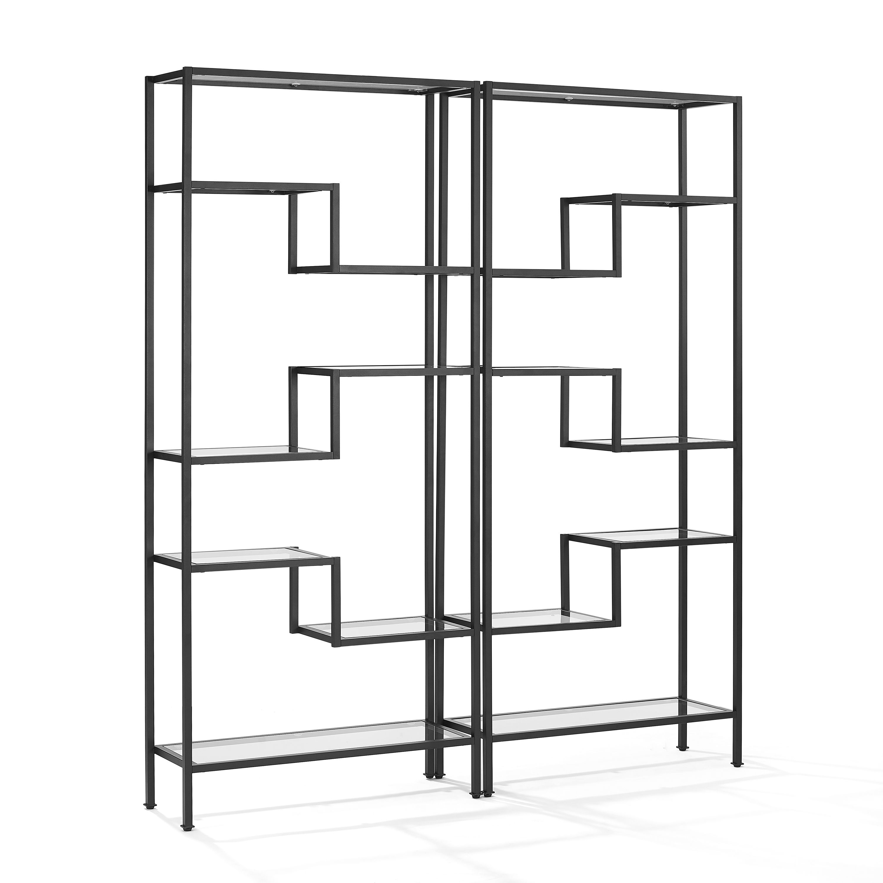 Crosley Sloane Matte Black 2pc Etagere Bookcase Set