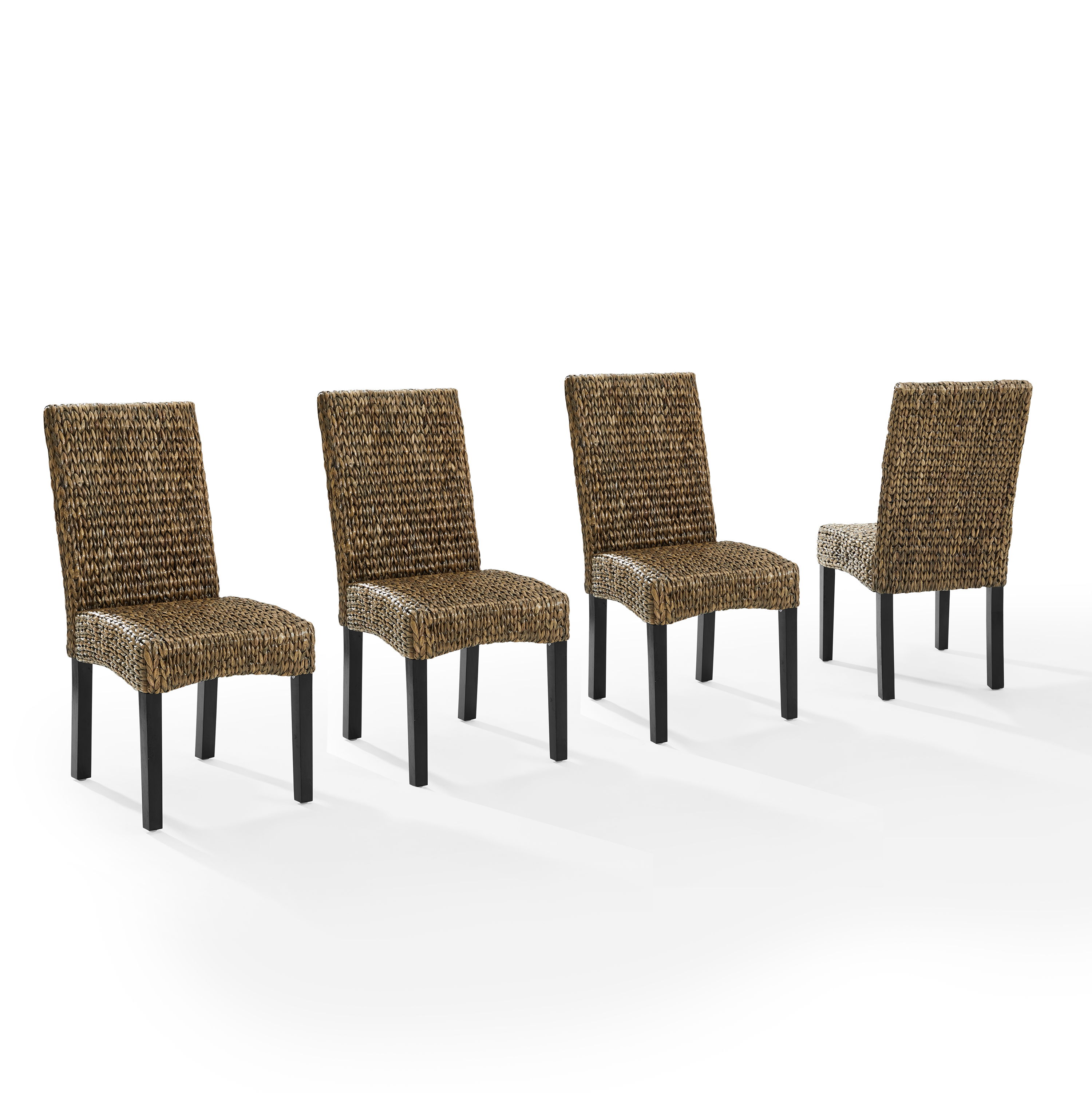 4 Crosley Edgewater Dark Brown Seagrass Dining Chairs