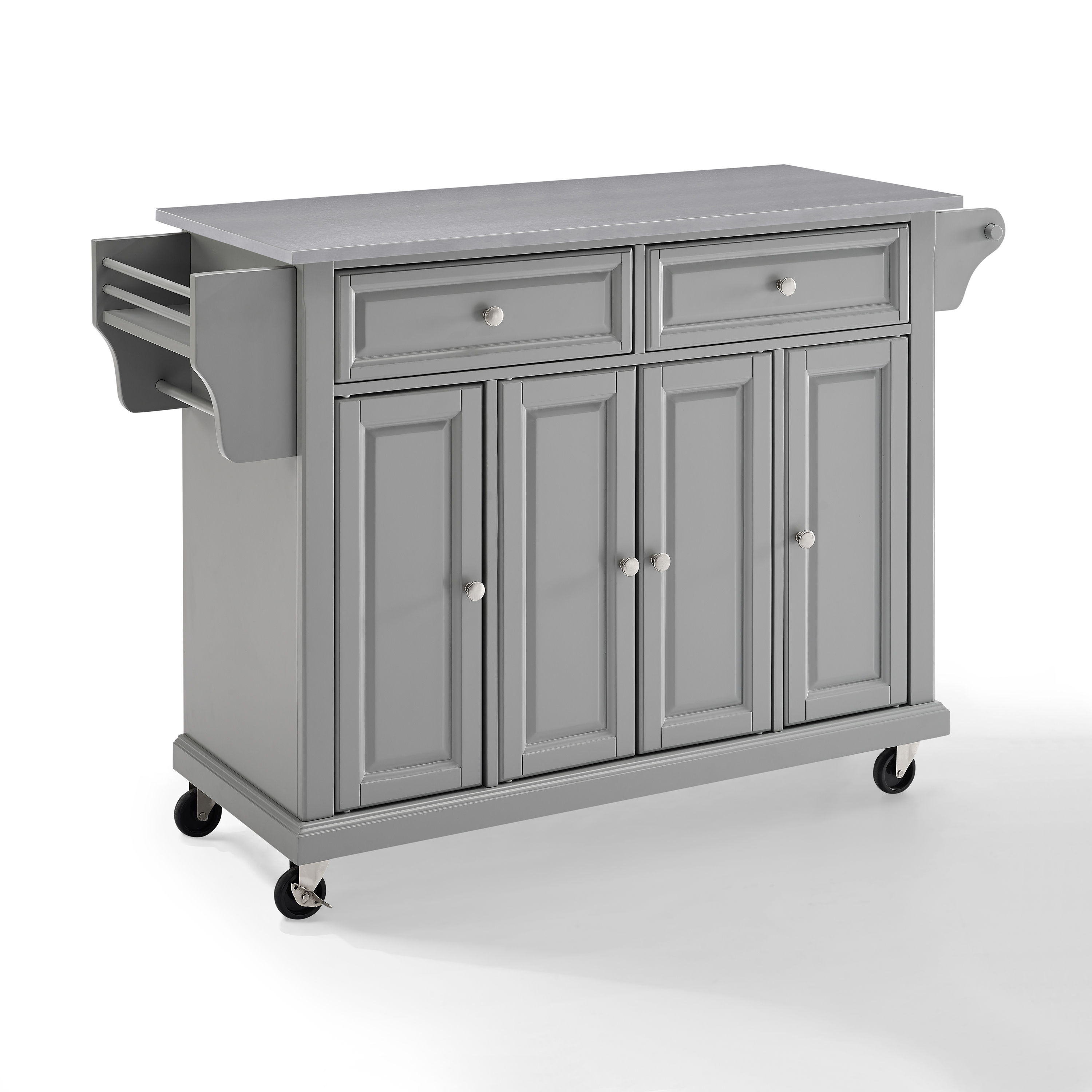 Crosley Gray Full Size Stainless Steel Top Kitchen Cart