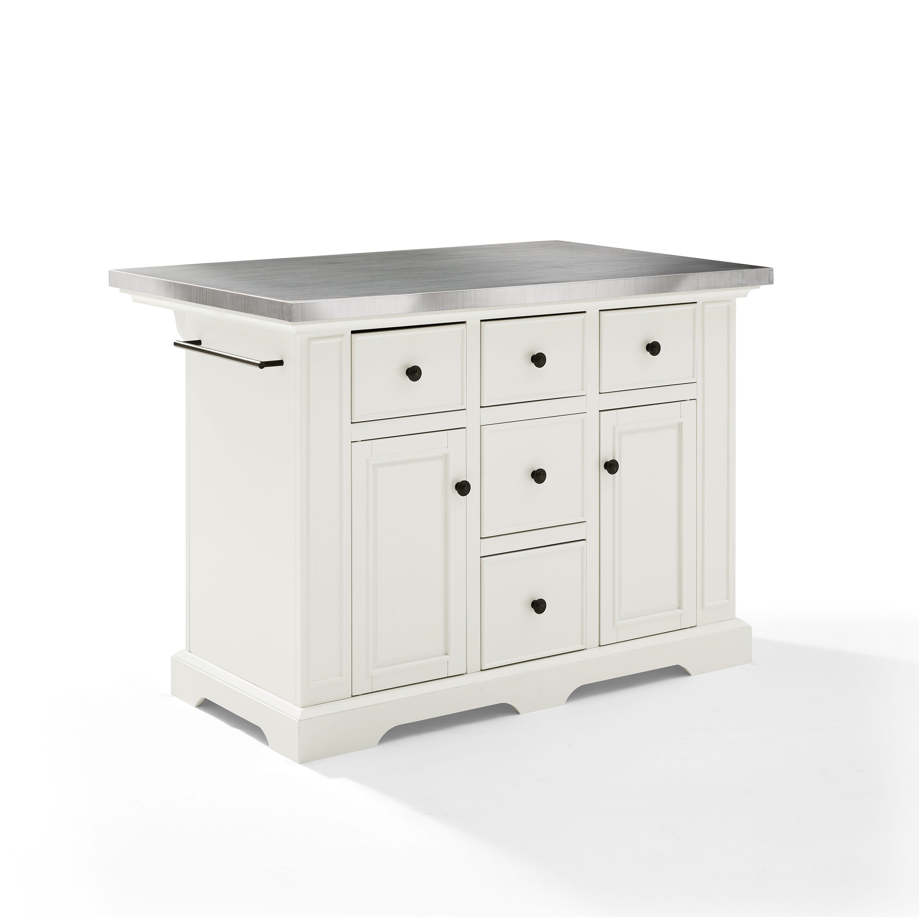 Crosley Julia White Stainless Steel Top Kitchen Island