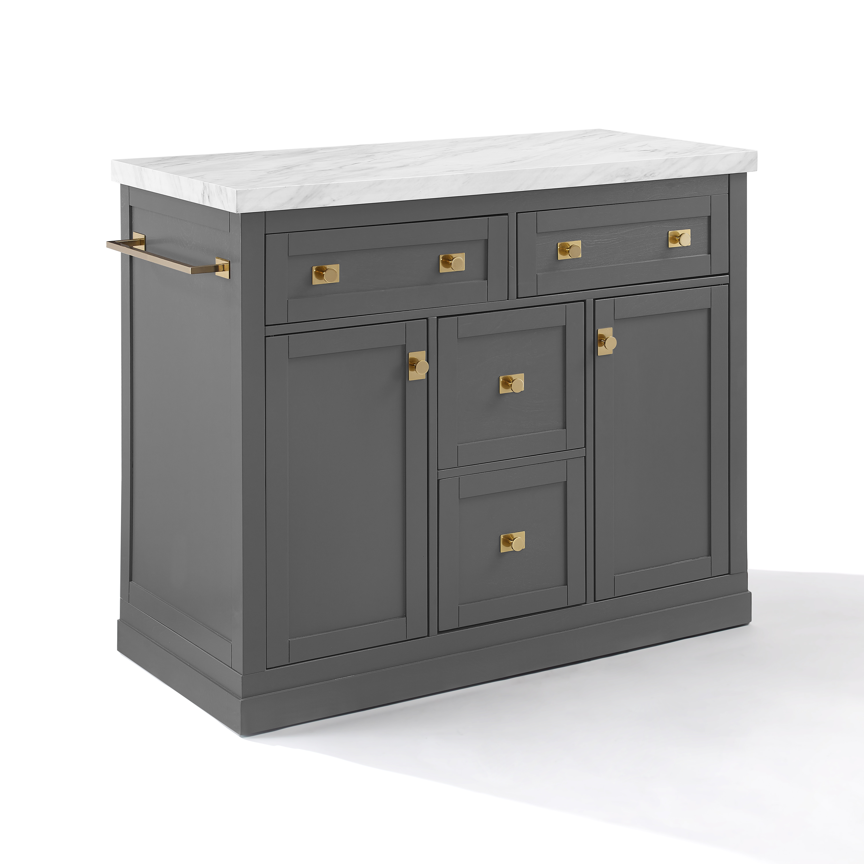 Crosley Claire Gray White Marble Kitchen Island