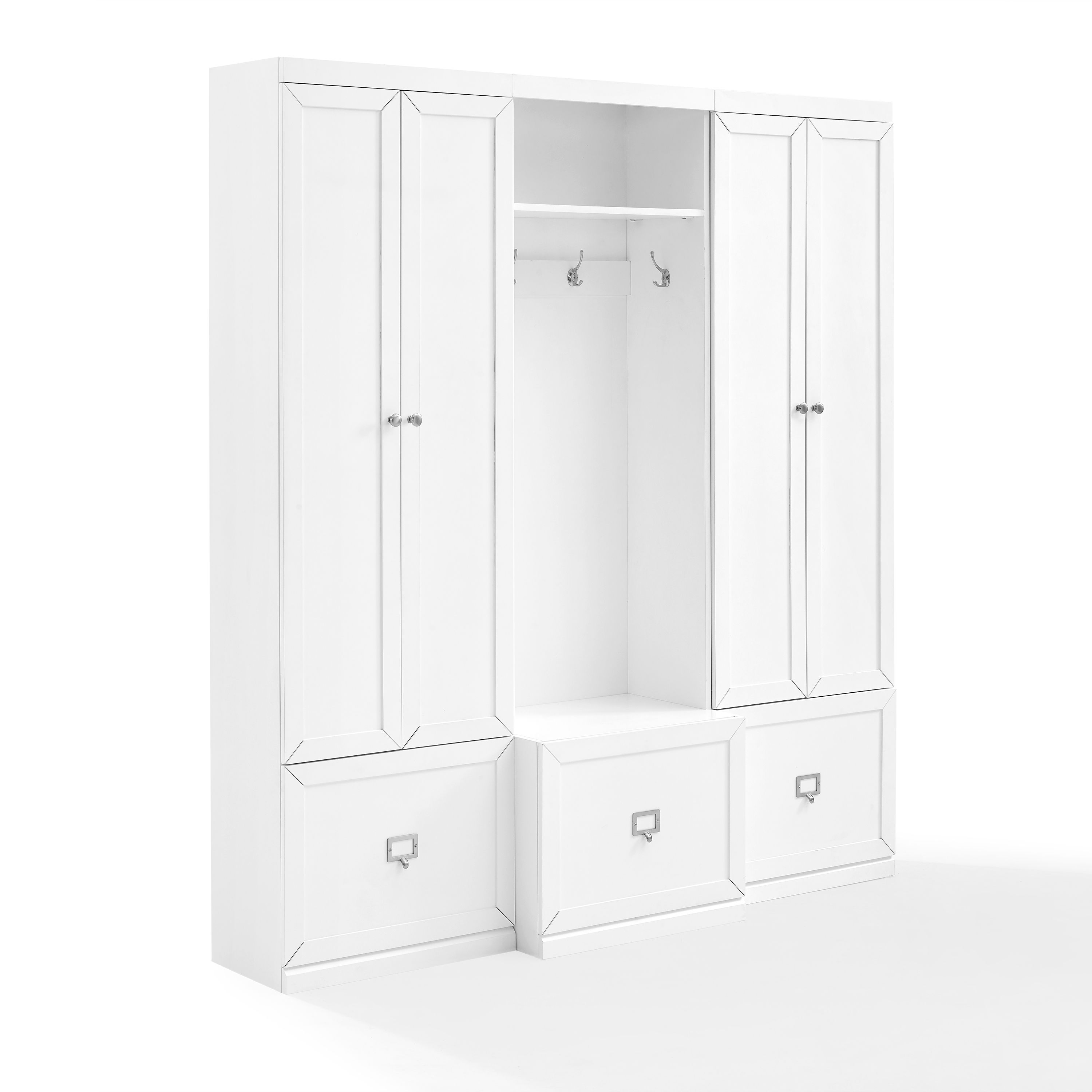 Crosley Harper White 3pc Entryway Set with Hall Tree and 2 Pantry Closets