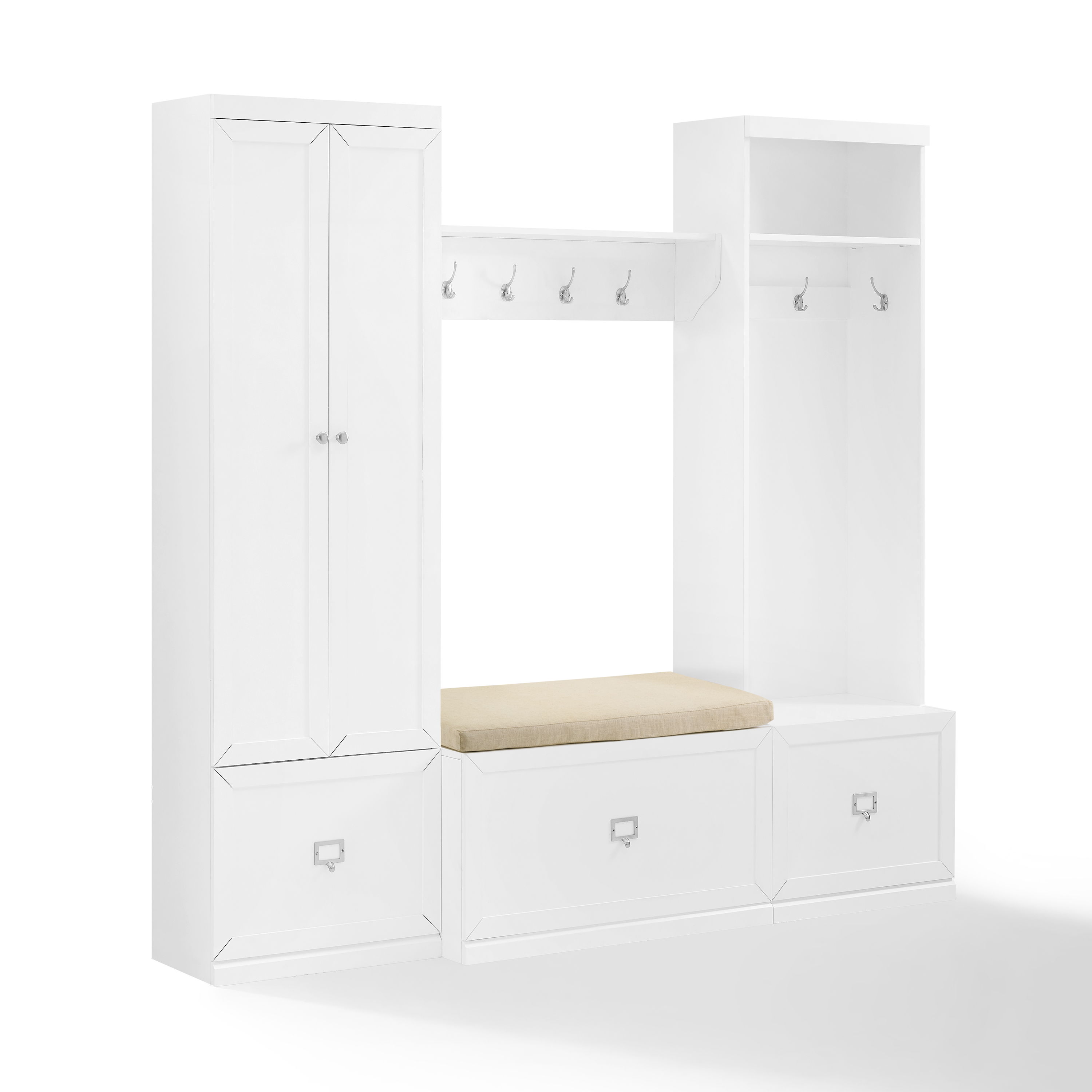 Crosley Harper Tan White 4pc Entryway Set with Pantry Closet