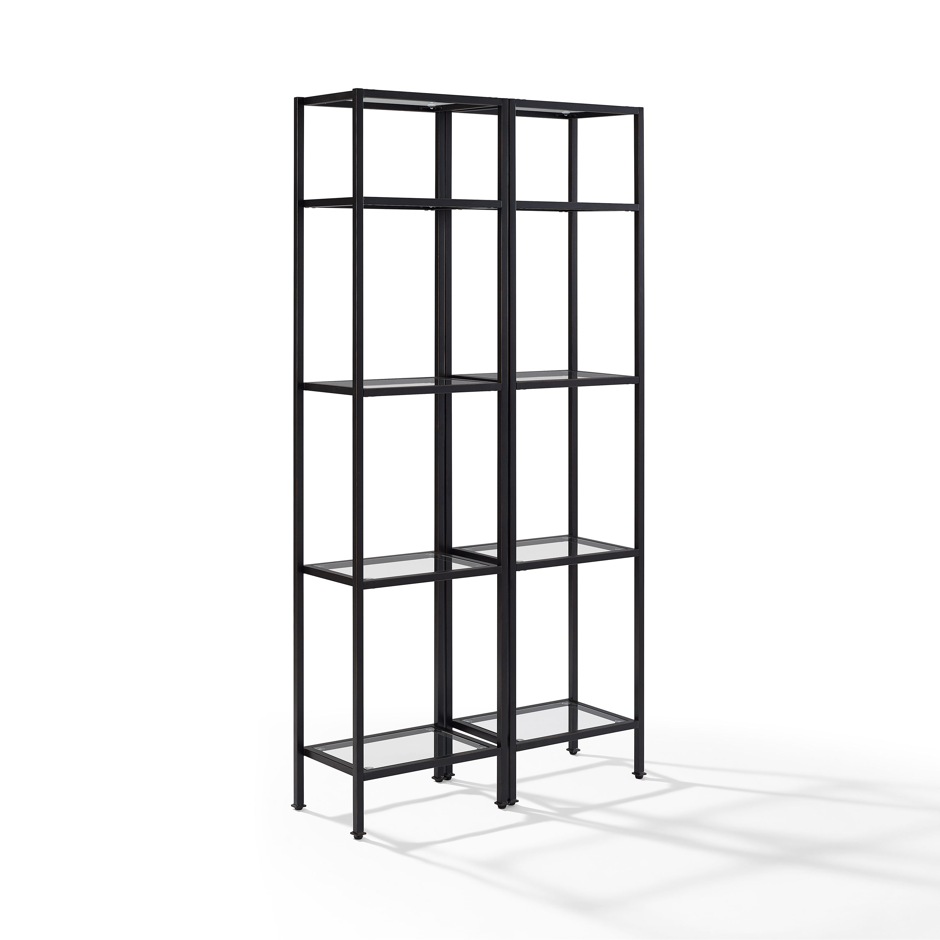Crosley Aimee Oil Rubbed Bronze 2pc Narrow Etagere Bookcase Set