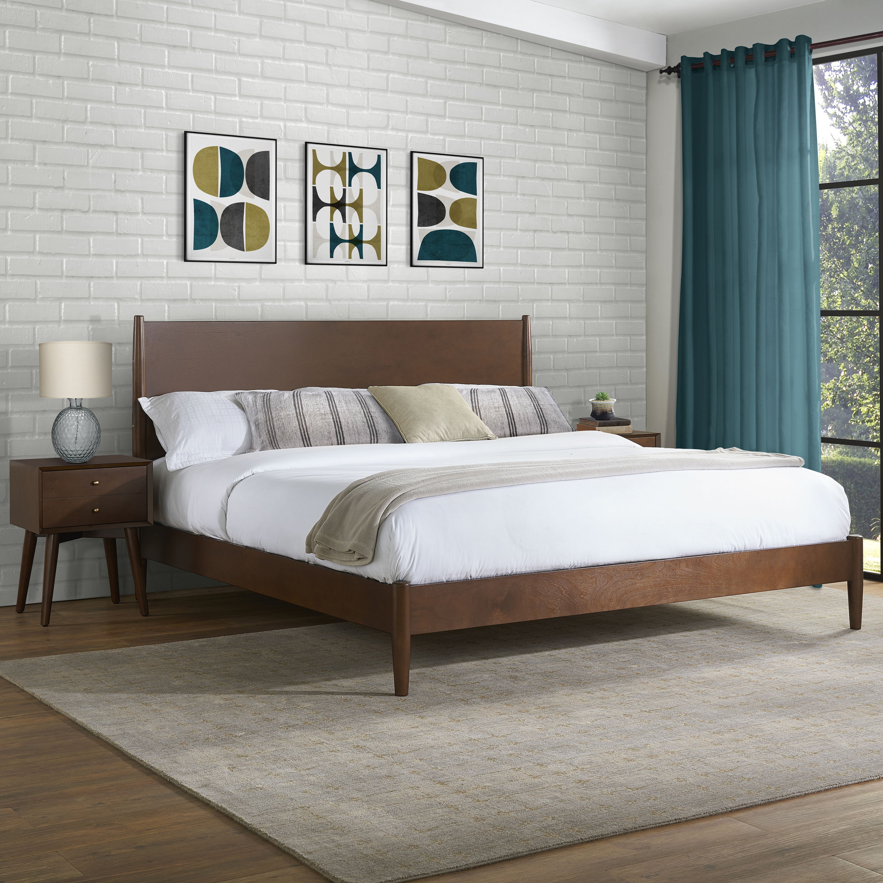 Crosley Landon Mahogany Wood 2pc Bedroom Set with King Bed