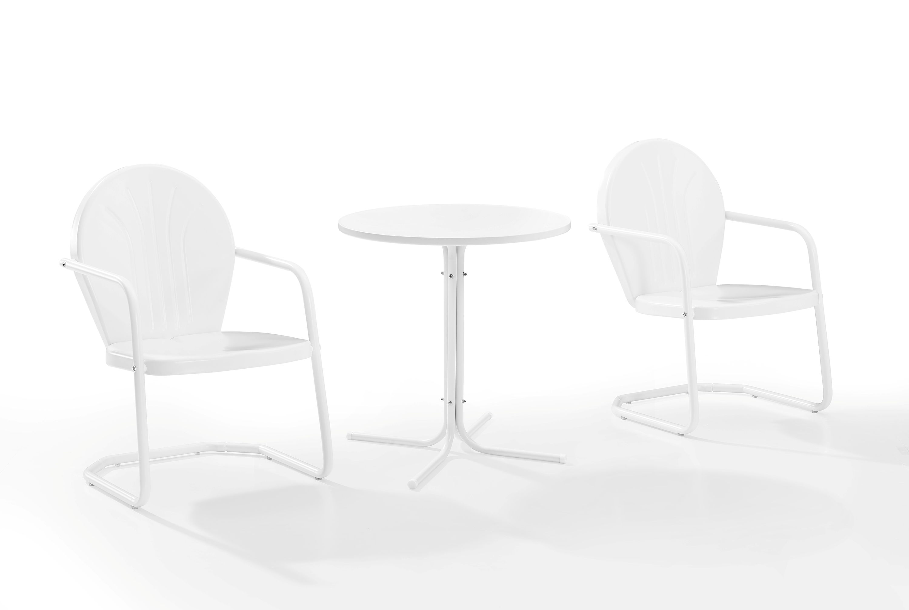 Crosley Griffith White Satin Gloss 3pc Retro Outdoor Bistro Set