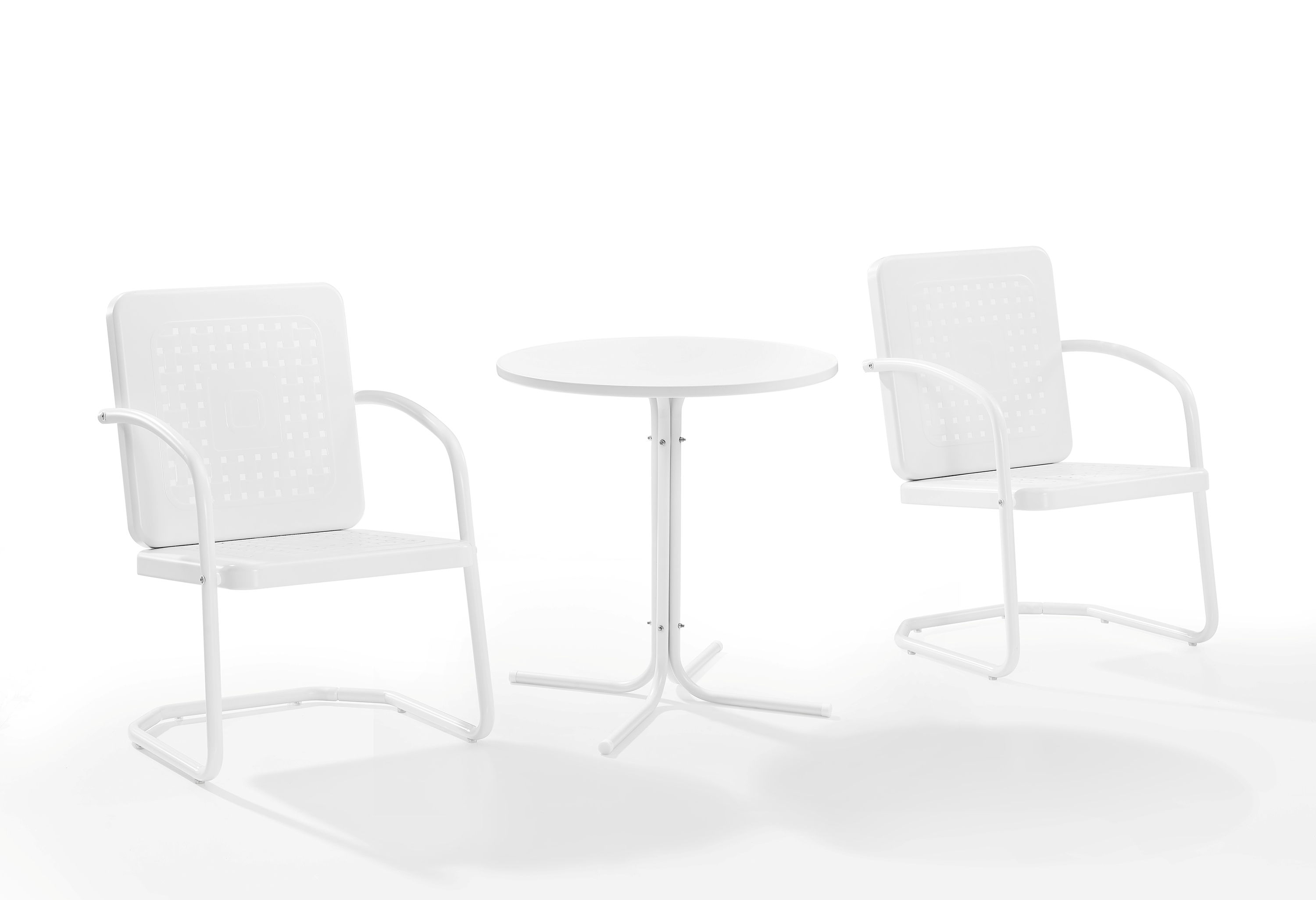 Crosley Bates White Satin Gloss 3pc Retro Outdoor Bistro Set