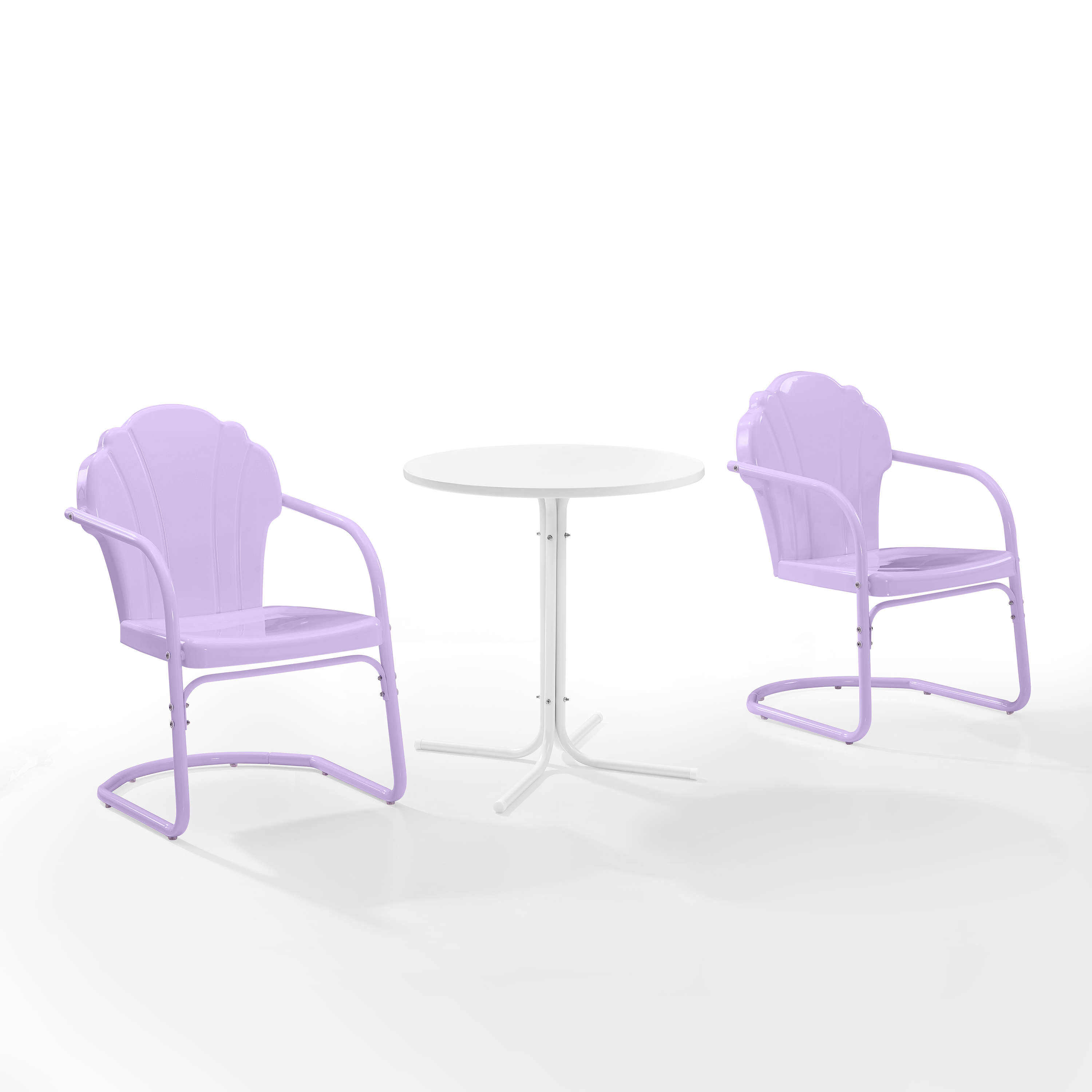 Crosley Tulip Lavender Gloss 3pc Retro Outdoor Bistro Table and 2 Chairs Se...