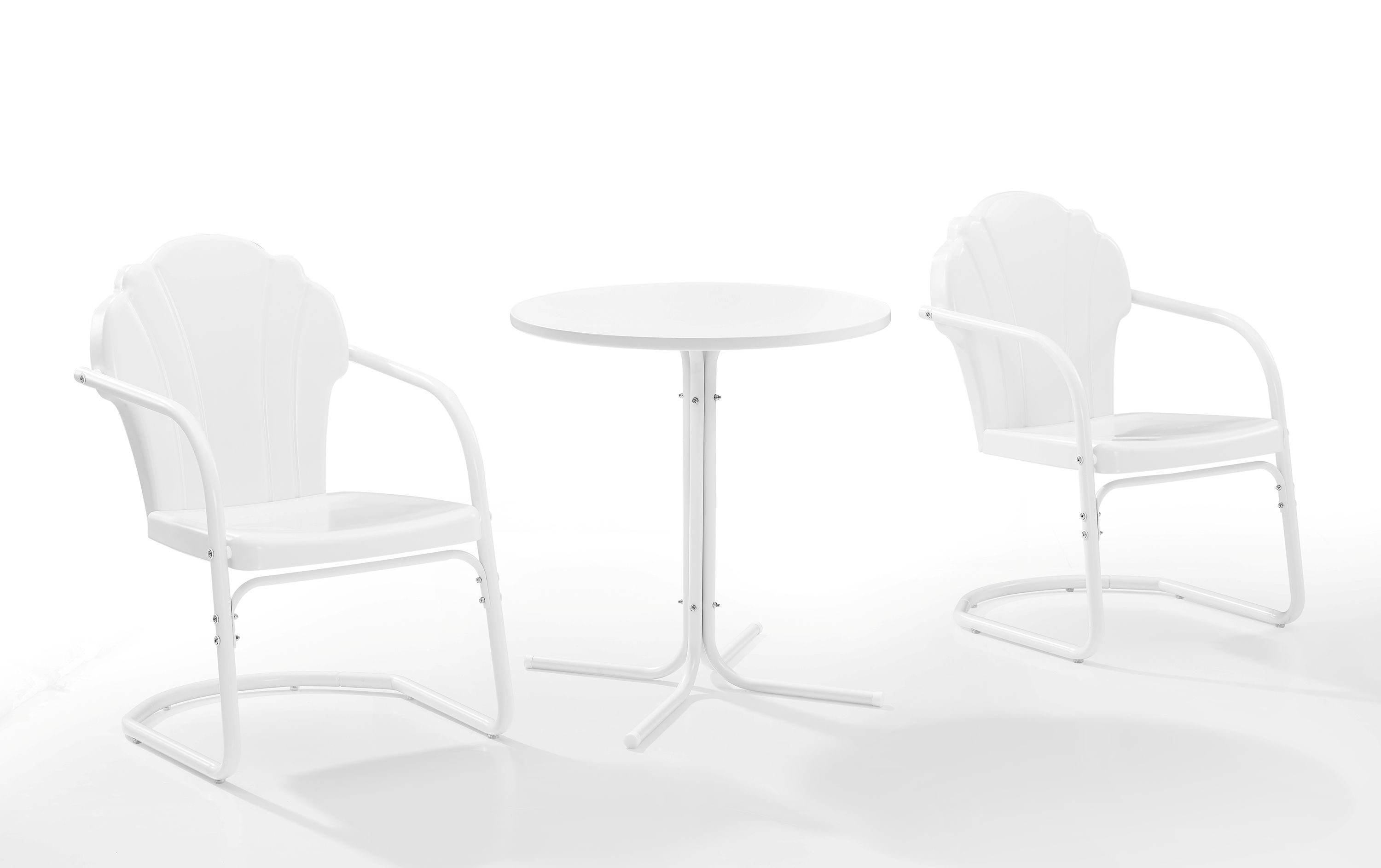 Crosley Tulip White Satin 3pc Retro Outdoor Bistro Set