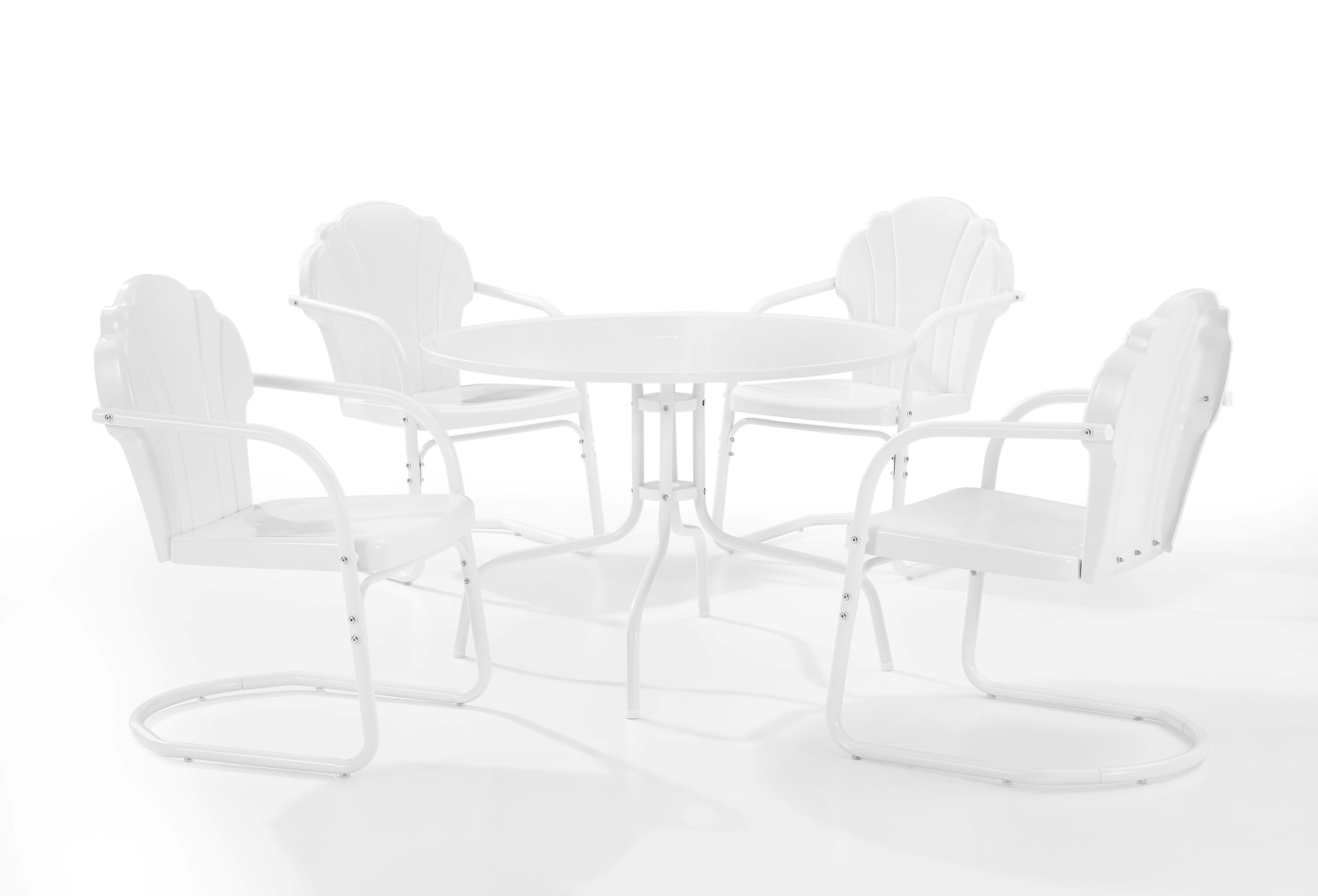 Crosley Tulip White Satin 5pc Retro Outdoor Dining Set