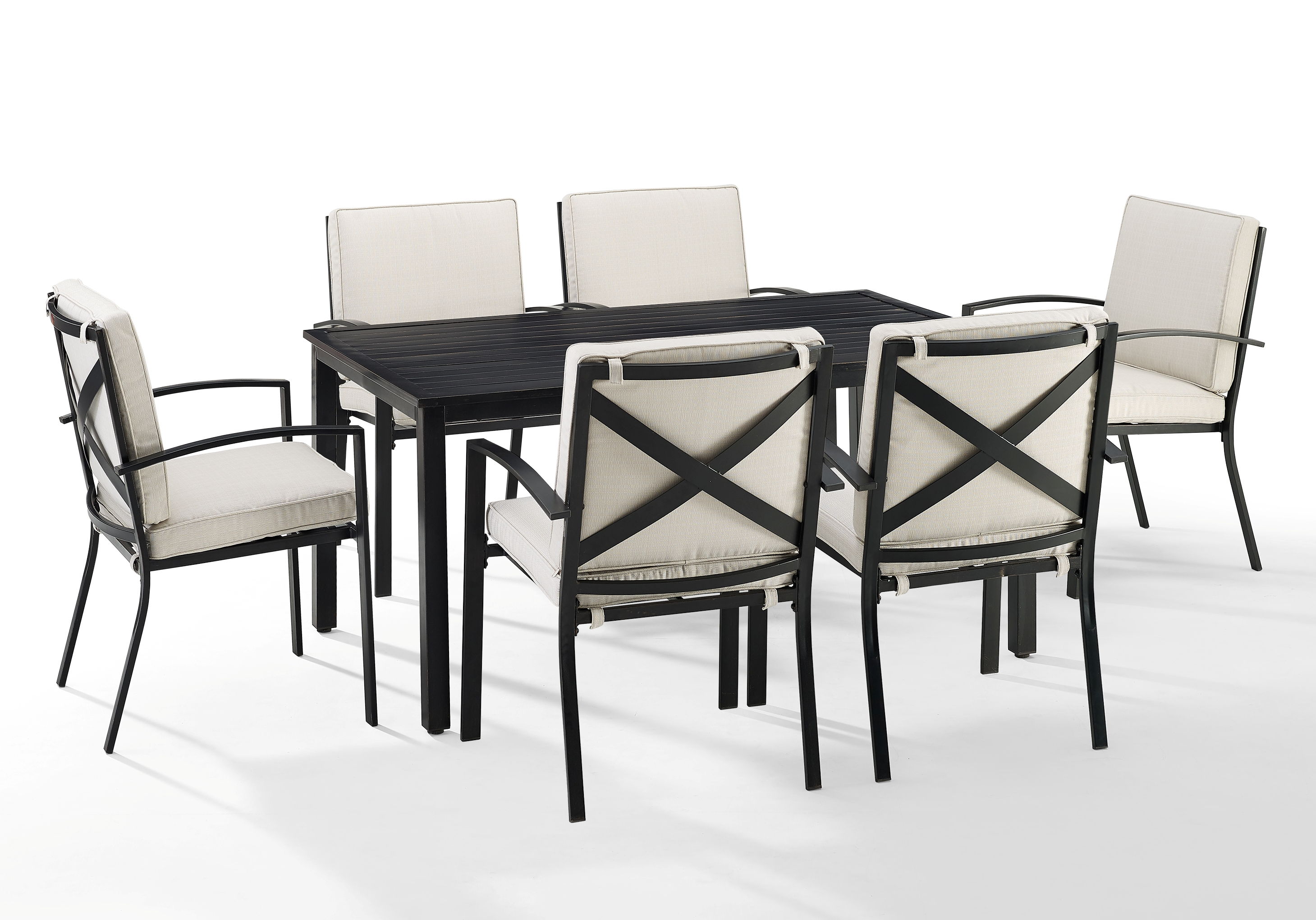 Crosley Kaplan Oil Rubbed Bronze Oatmeal Fabric 7pc Outdoor Dining Set