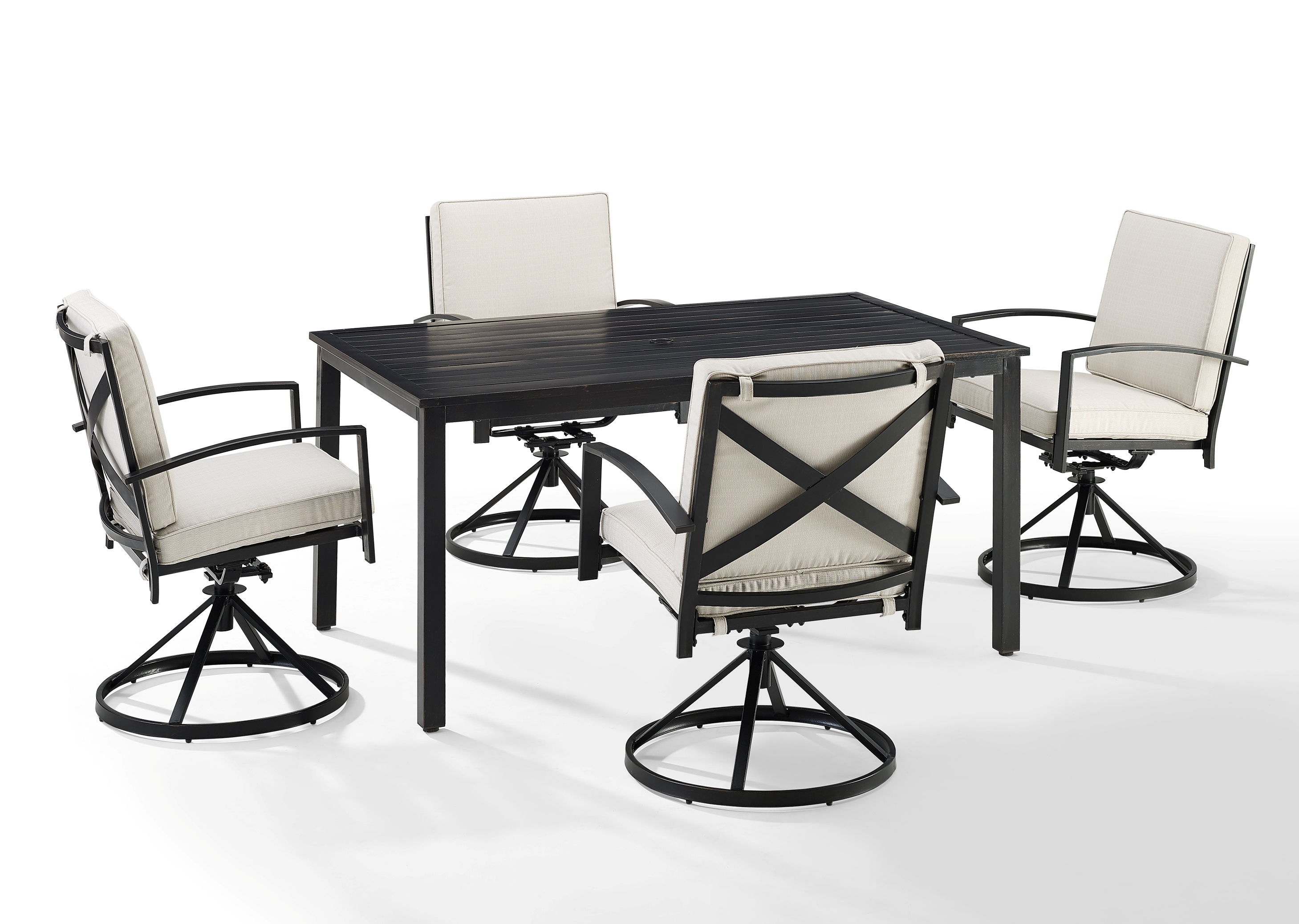 Crosley Kaplan Oil Rubbed Bronze Oatmeal 5pc Outdoor Dining Set with Swivel...