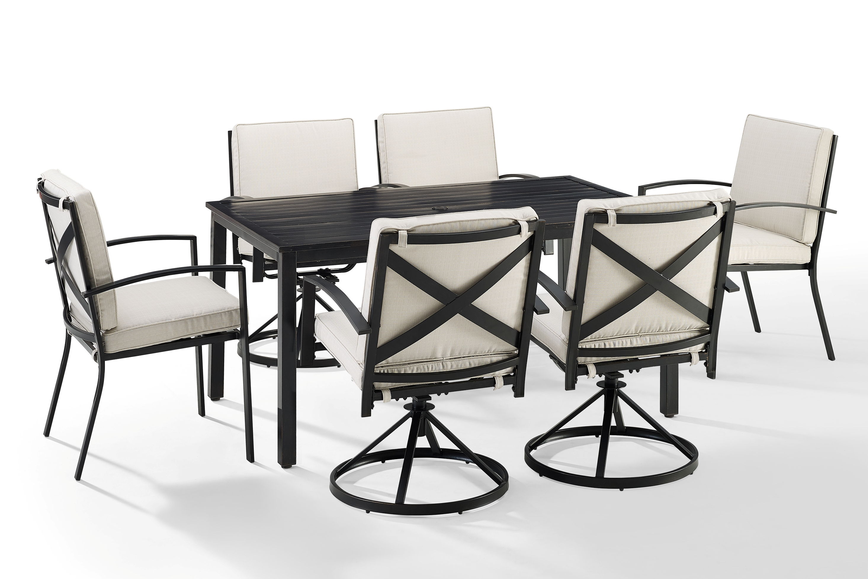 Crosley Kaplan Oil Rubbed Bronze Oatmeal 7pc Outdoor Dining Set
