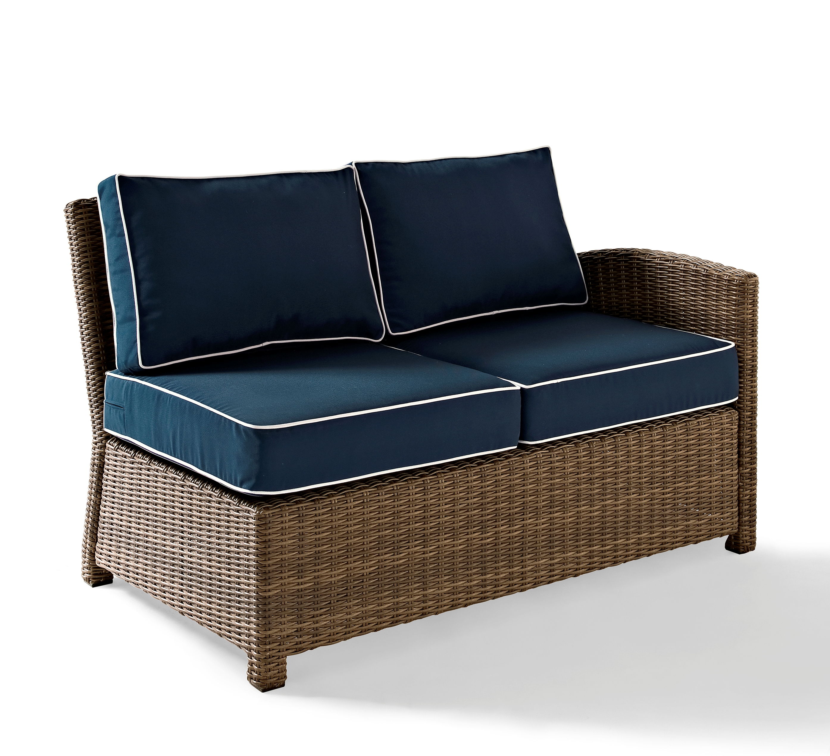 Crosley Bradenton Weathered Brown Navy Outdoor Sectional Right Side Lovesea...