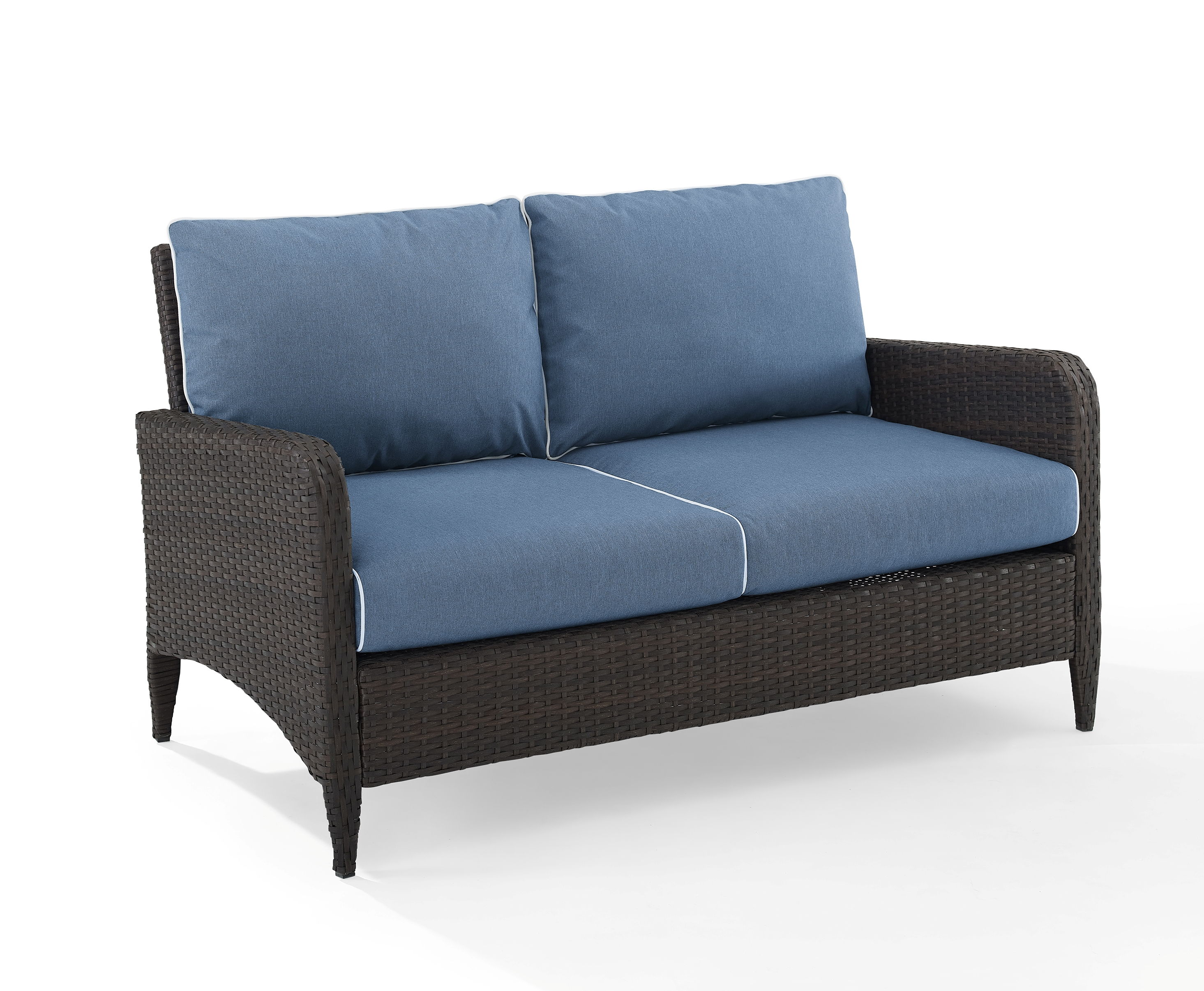 Crosley Kiawah Brown Blue Outdoor Loveseat