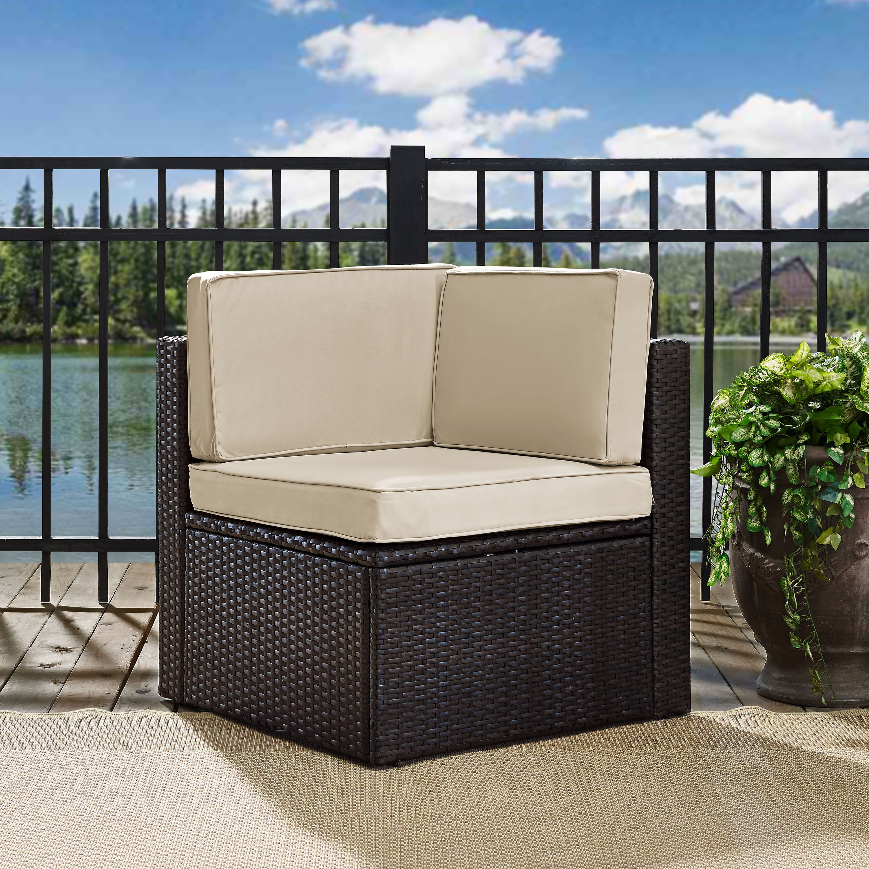 Crosley Palm Harbor Brown Sand Outdoor Sectional Corner Chair