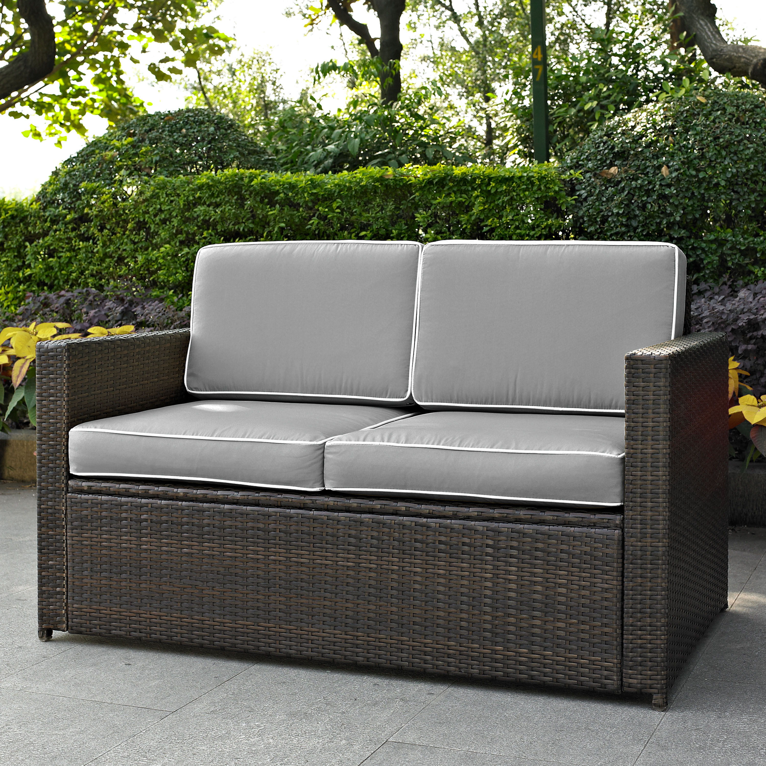 Crosley Palm Harbor Brown Gray Outdoor Loveseat