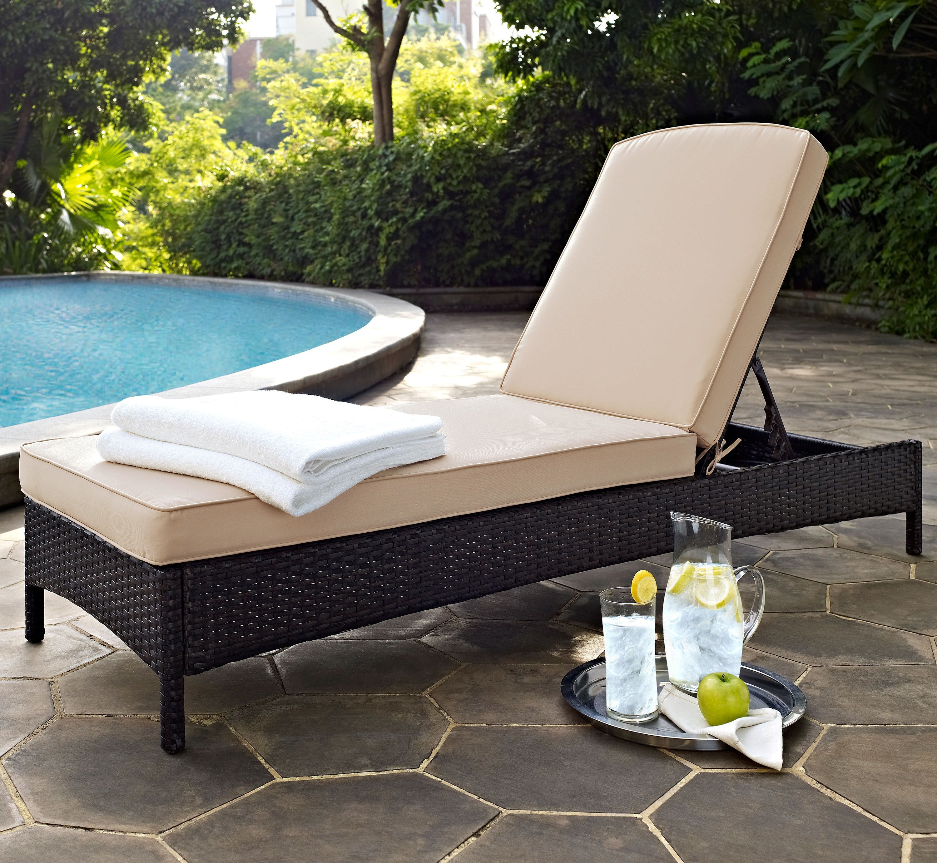 Crosley Palm Harbor Brown Sand Outdoor Chaise Lounge