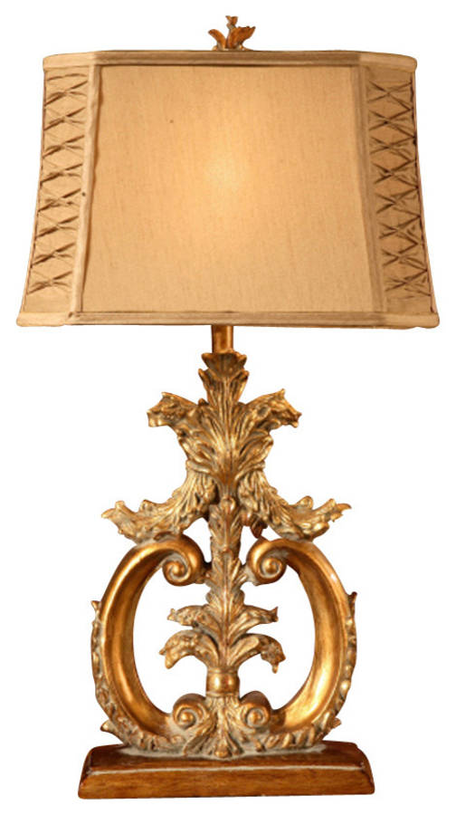 2 Crestview Collection Aria Antique Gold Table Lamps