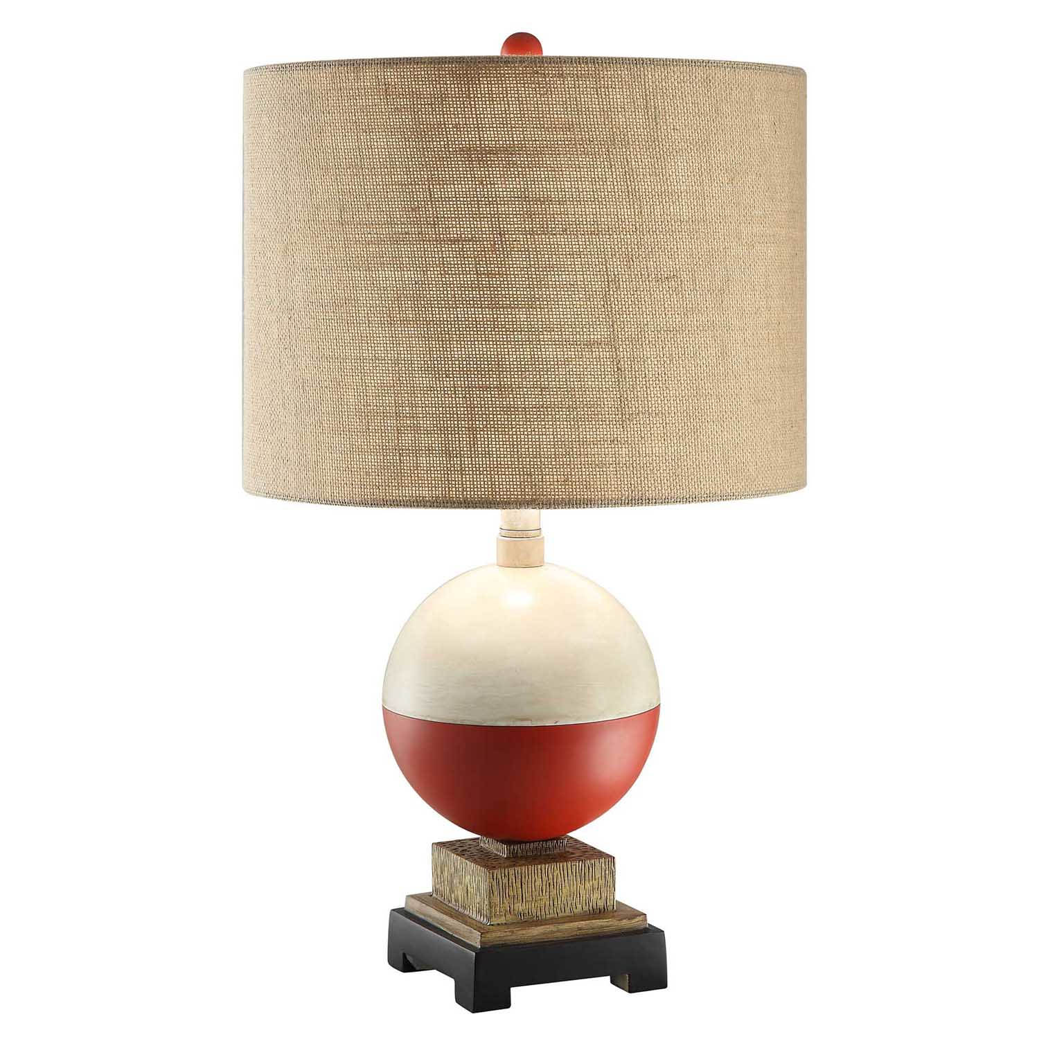 2 Crestview Collection Bobber Red White Brown Table Lamps