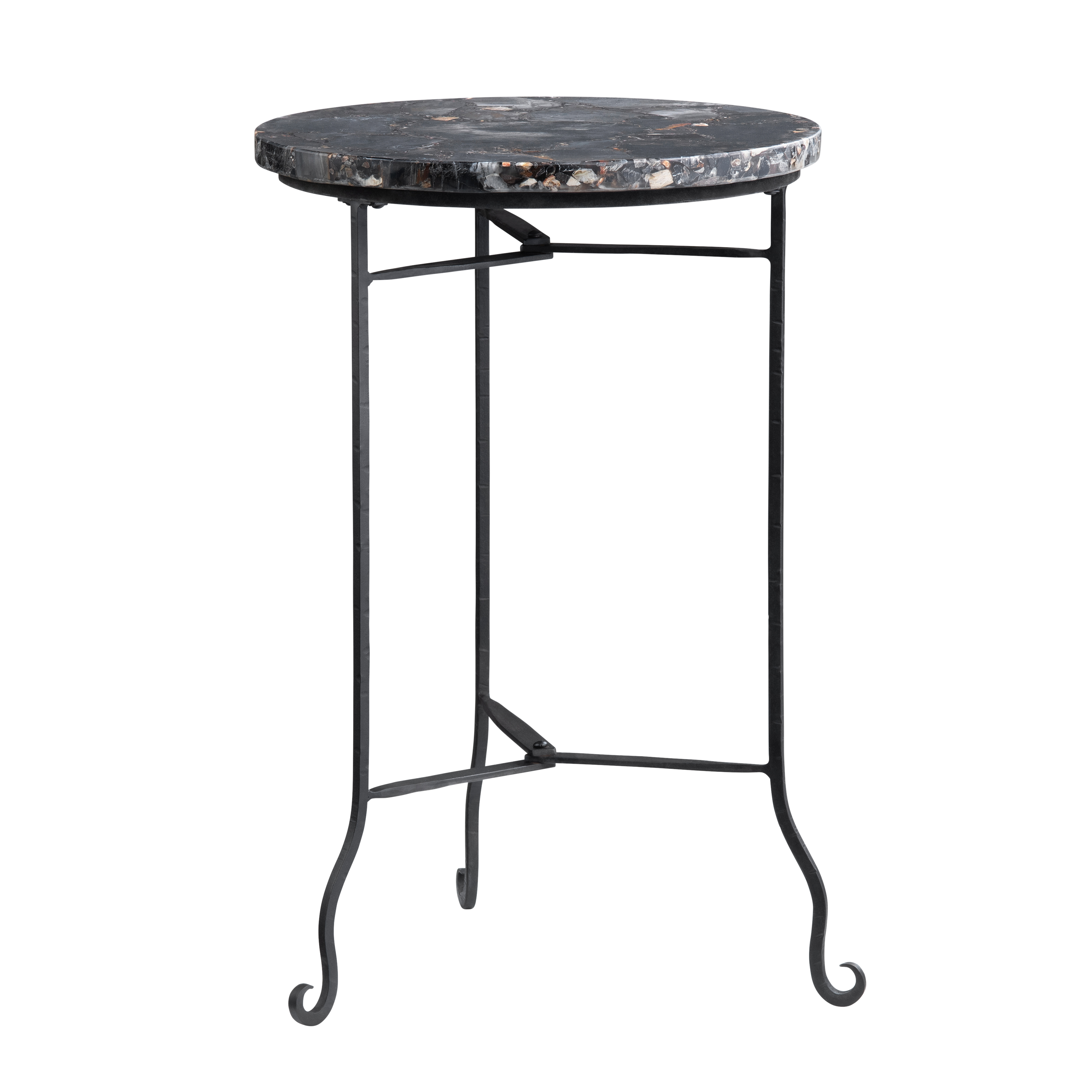 Crestview Collection Pennington Black Petrified Wood Accent Table