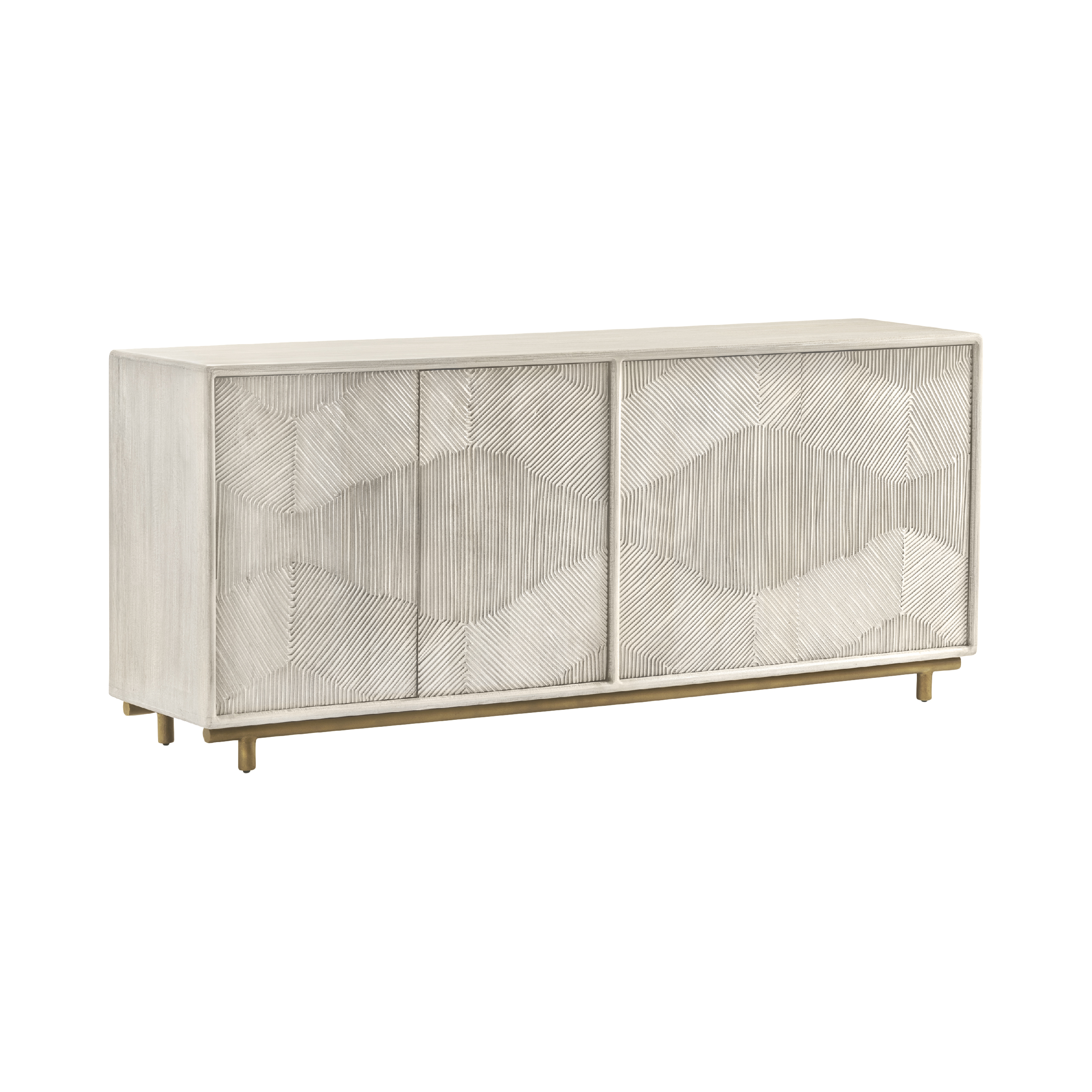 Crestview Collection Bengal Manor Cream White 4 Doors Media Credenza Sidebo...