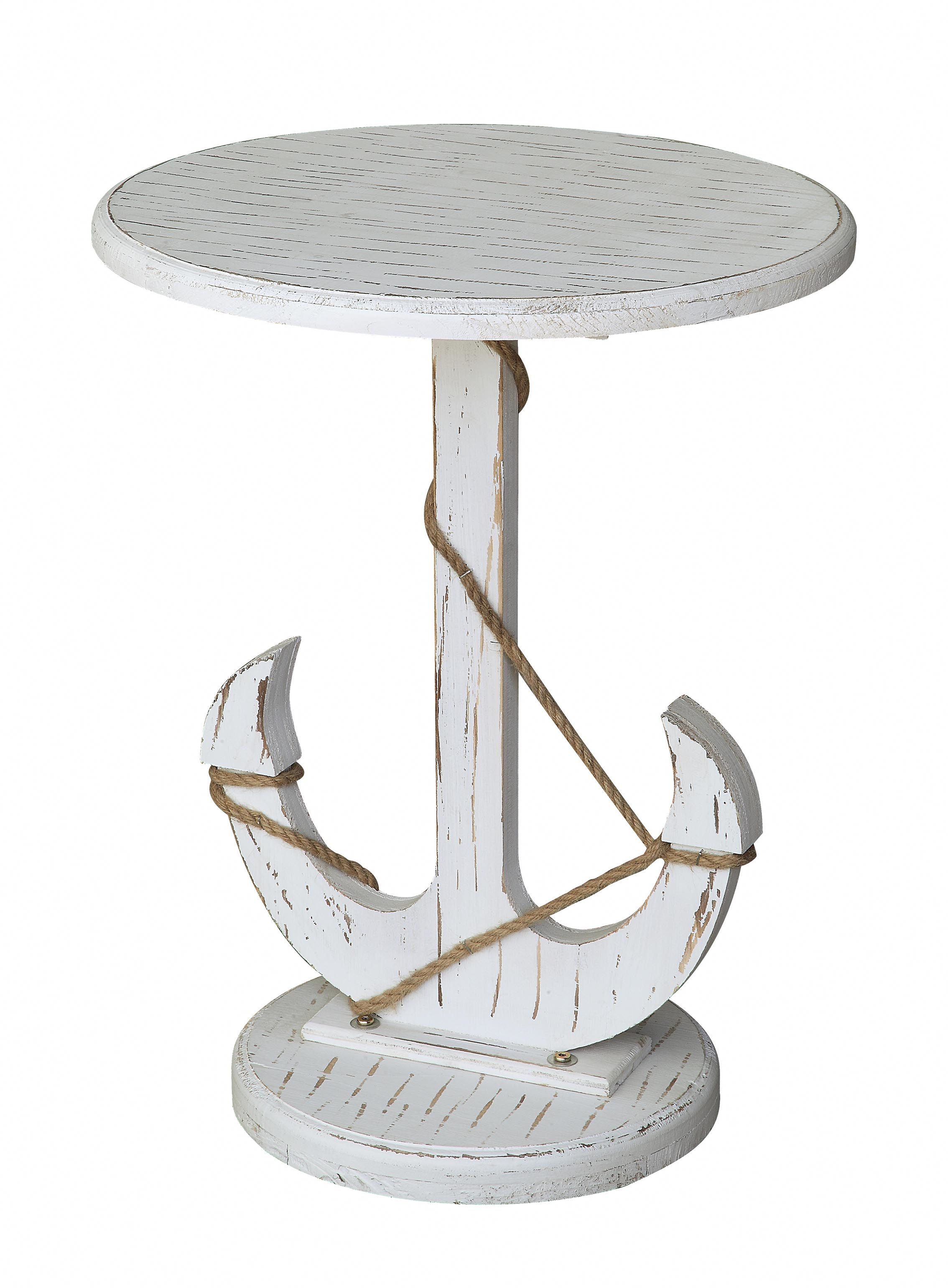 Crestview Collection Harbor Distressed White Anchor Table