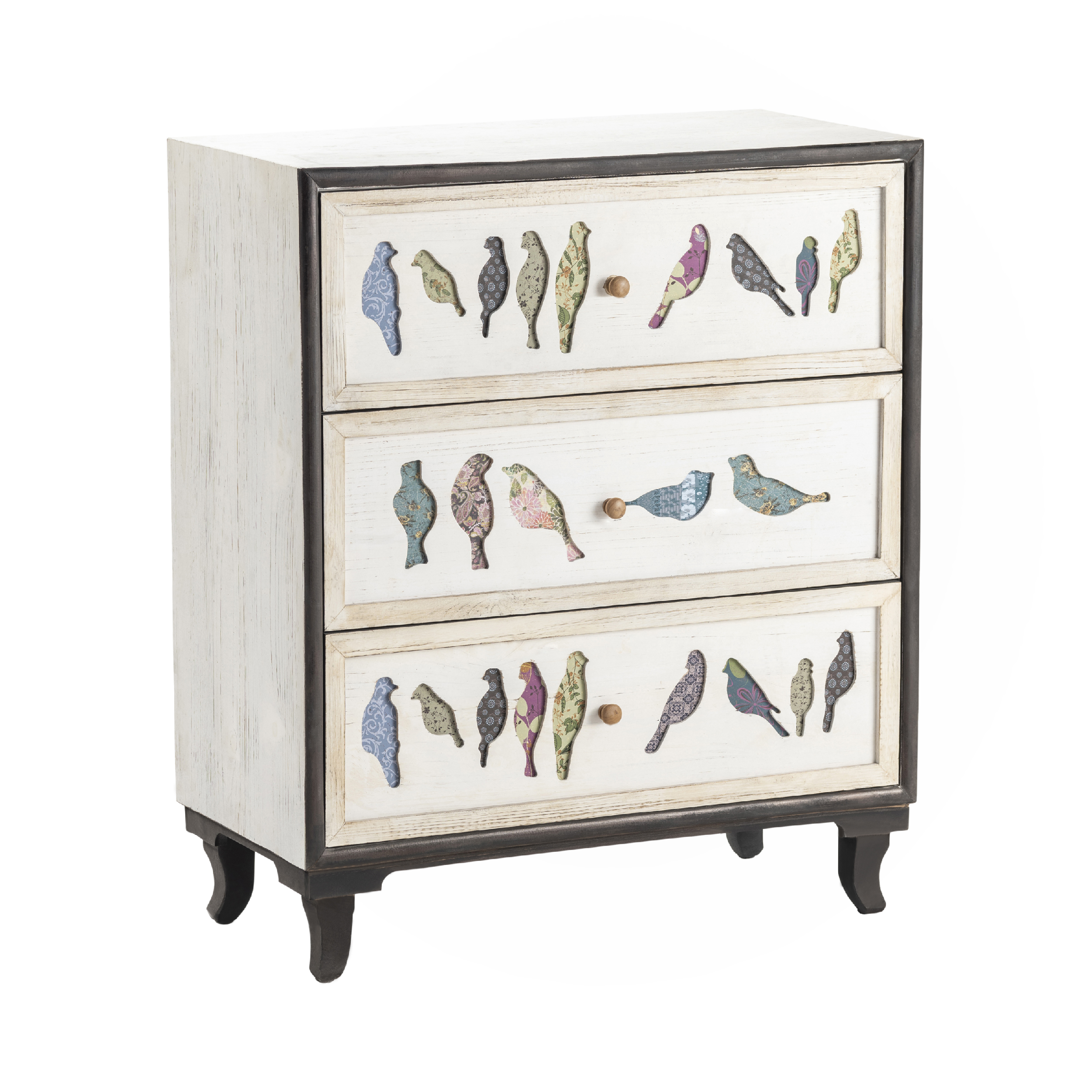 Crestview Collection Birds On A Wire Distressed White Brown Chest