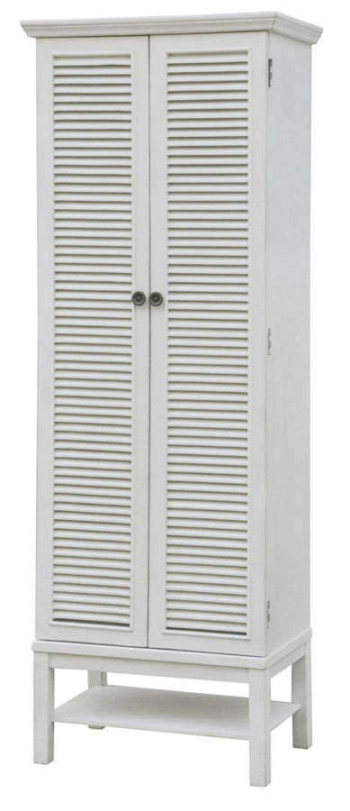 Crestview Collection Magnolia Louvered White Tall Cabinet