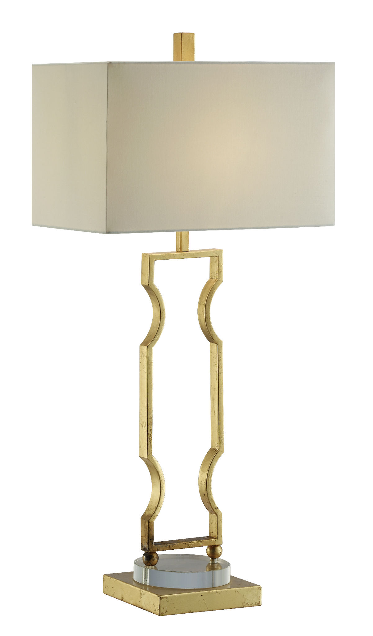2 Crestview Collection Carlisle Gold Leaf White Table Lamps
