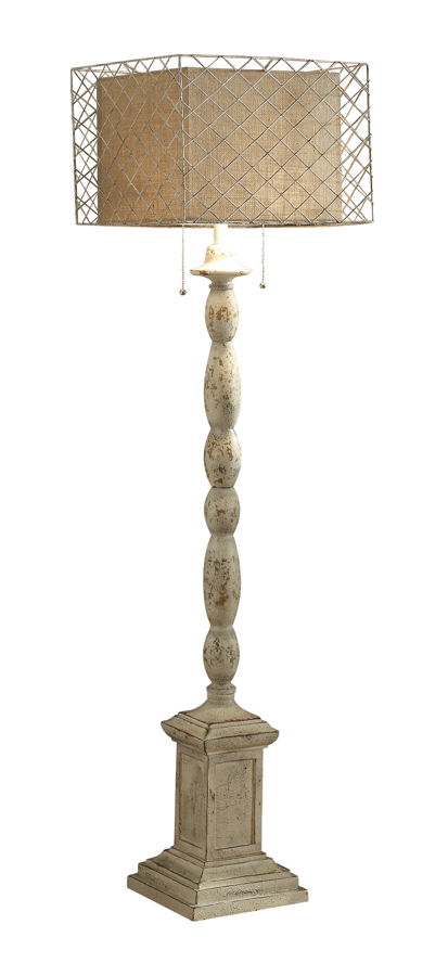 Crestview Collection Holcomb Distressed White Natural Floor Lamp