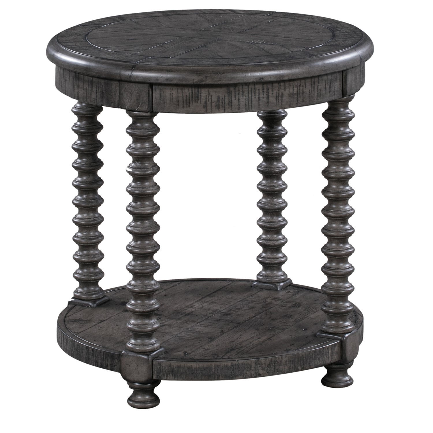 Crestview Collection Pembroke Distressed Grey Plantation Round End Table