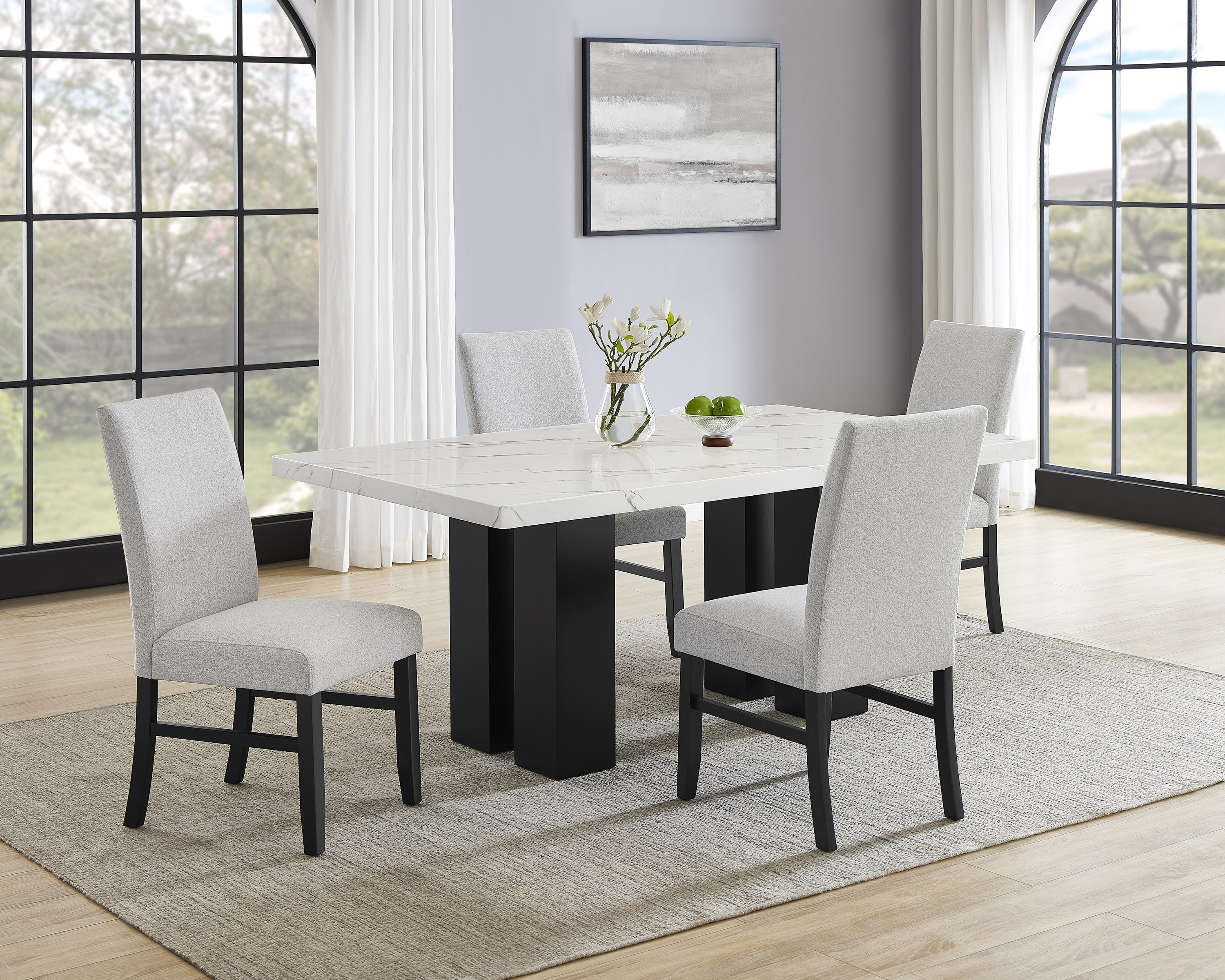 Crown Mark Parkside Black White Dove 5pc Dining Room Set