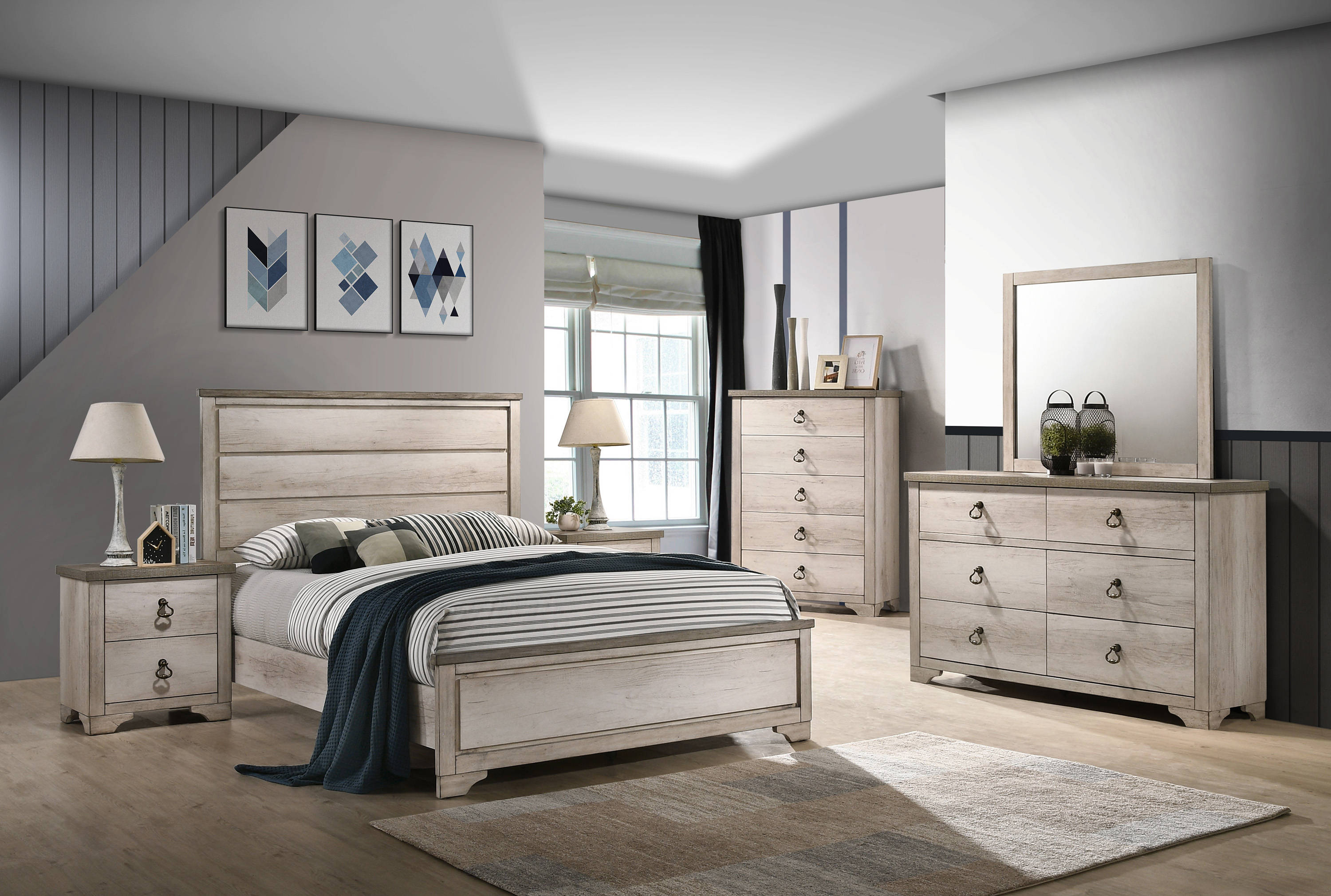 Crown Mark Patterson 5pc Bedroom Set With Queen Bed