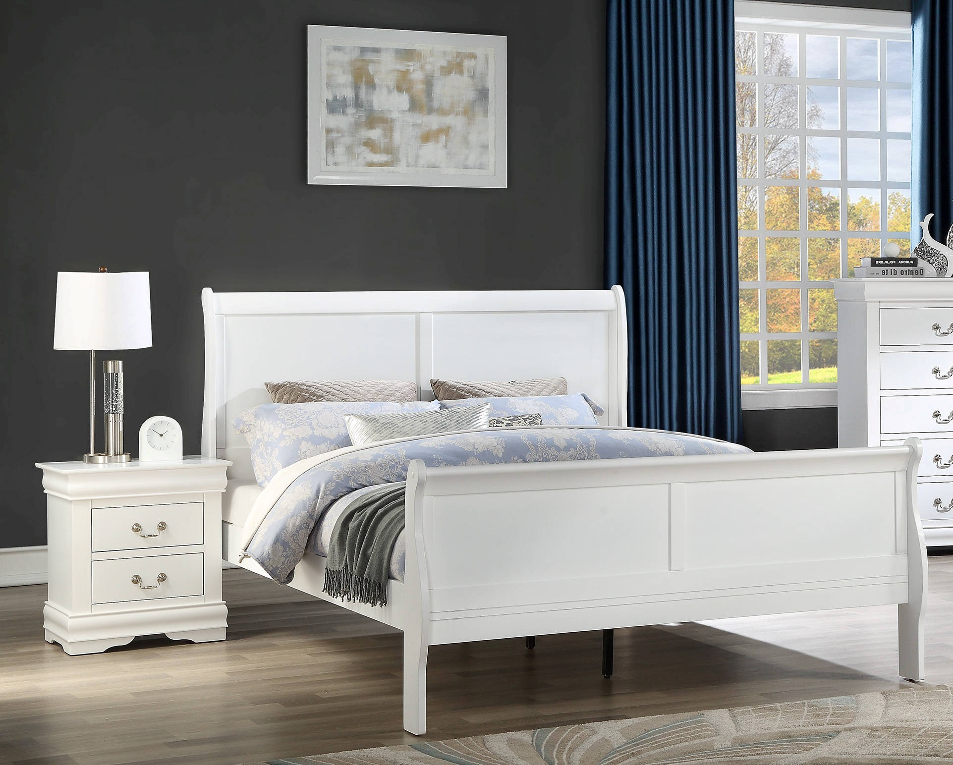 Crown Mark Louis Philip White 2pc Bedroom Set with King Bed