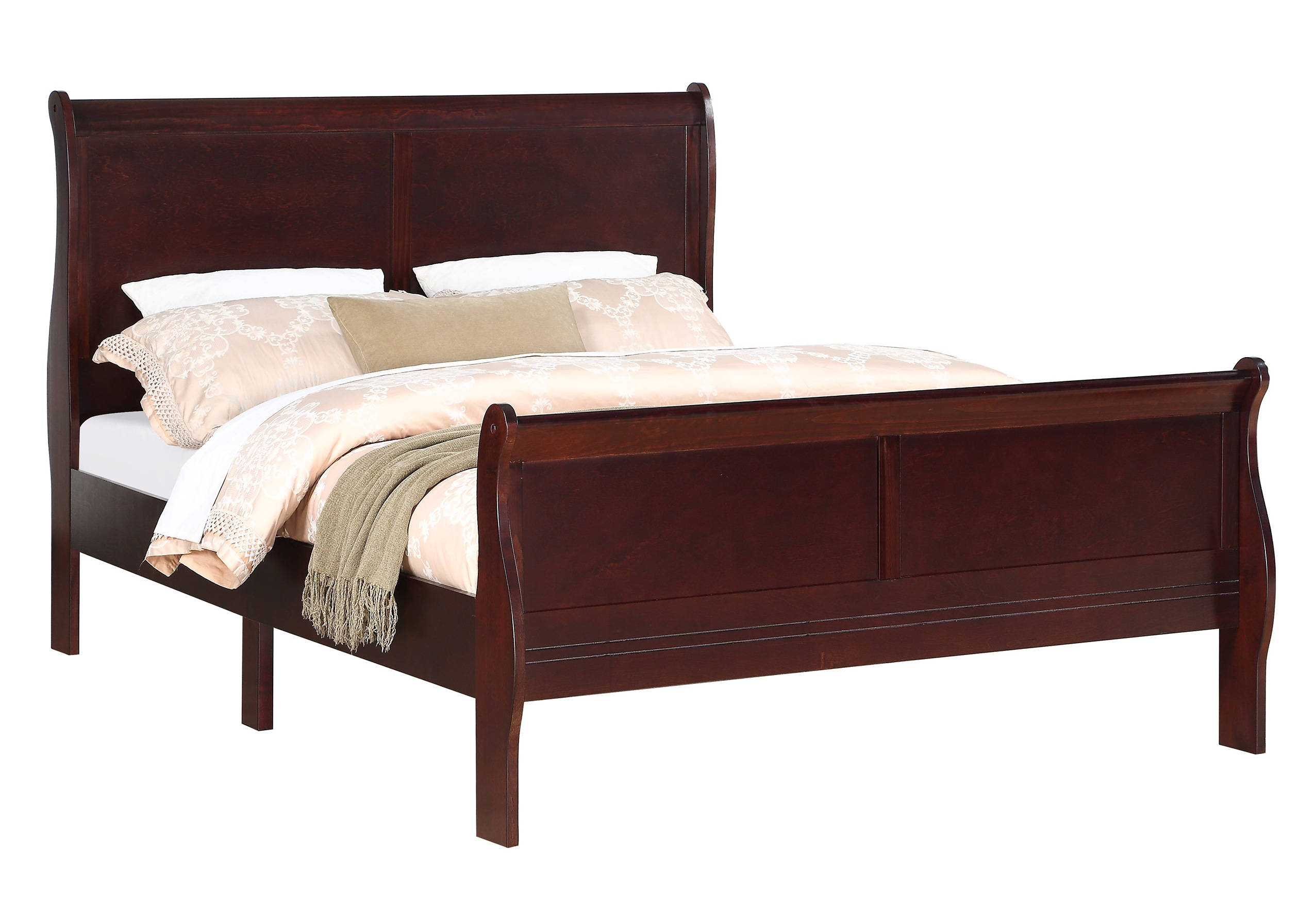 Crown Mark Louis Philip Cherry Wood Queen Bed