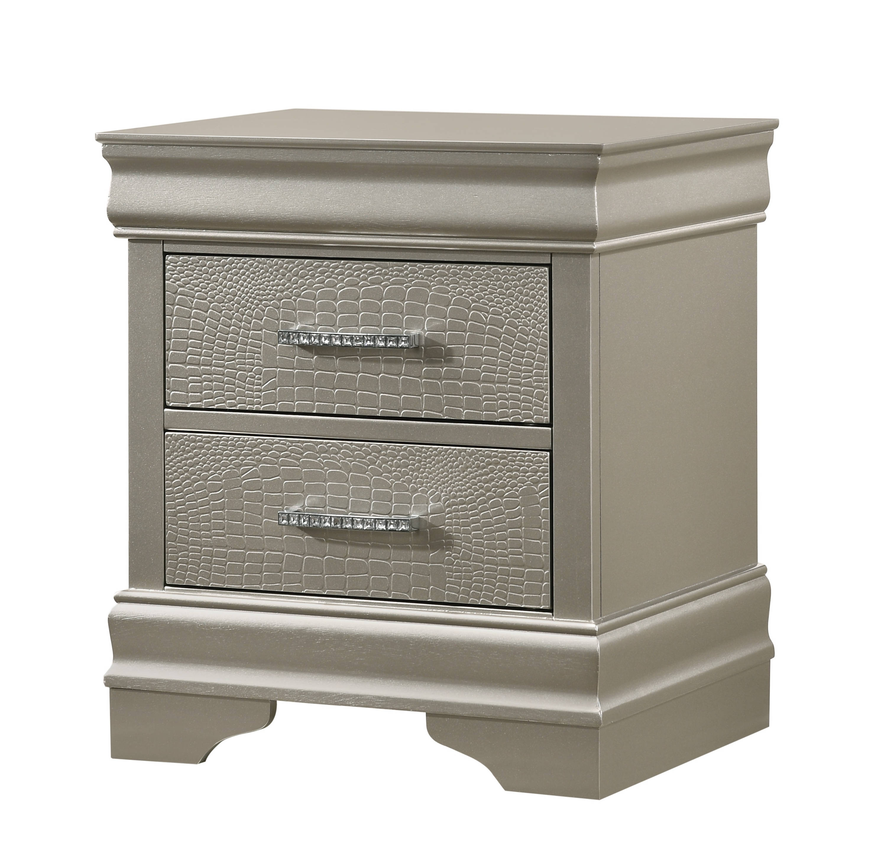Crown Mark Amalia Champagne Silver Night Stand