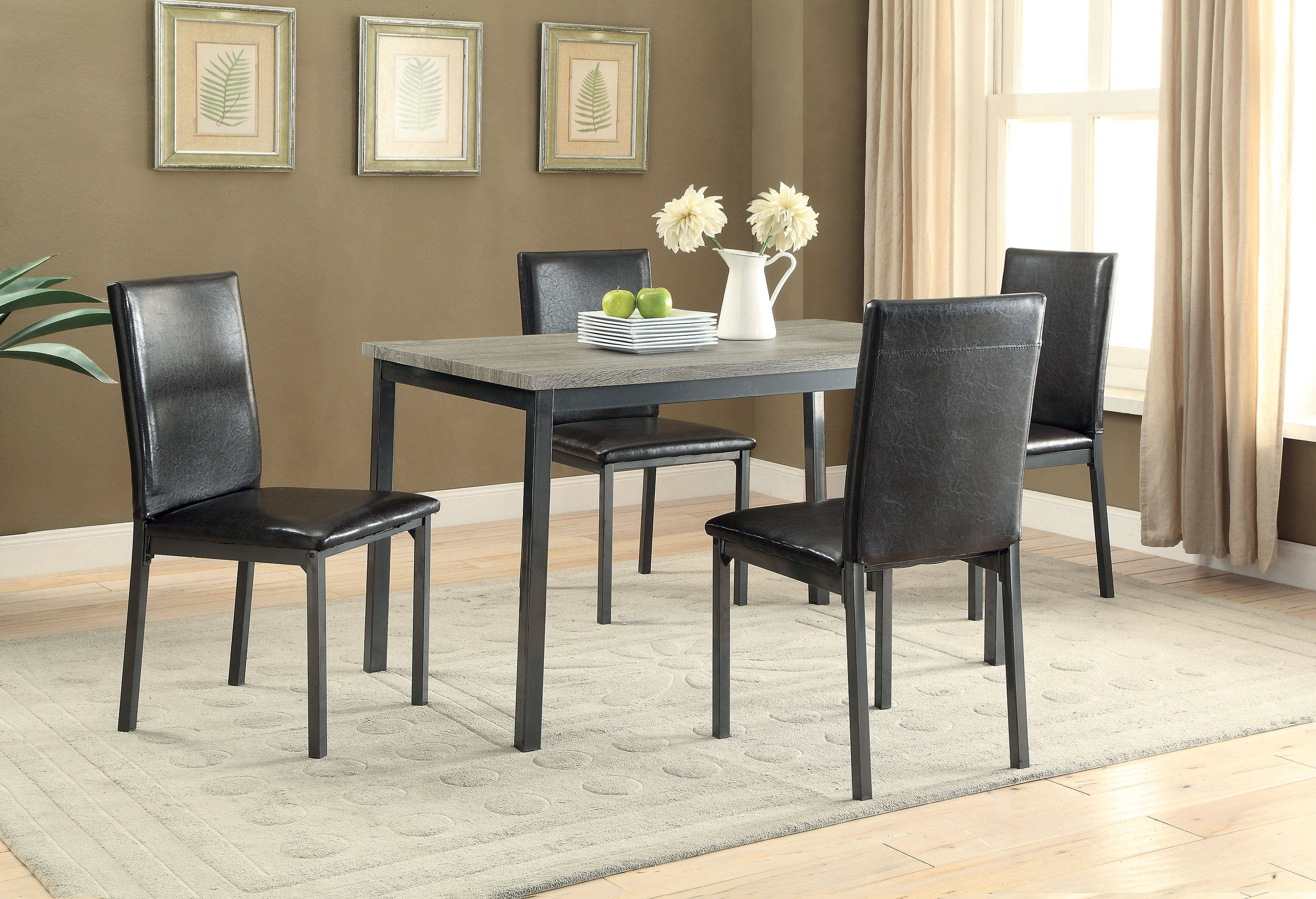 Coaster Furniture Garza Black Grey 5pc Dining Room Set