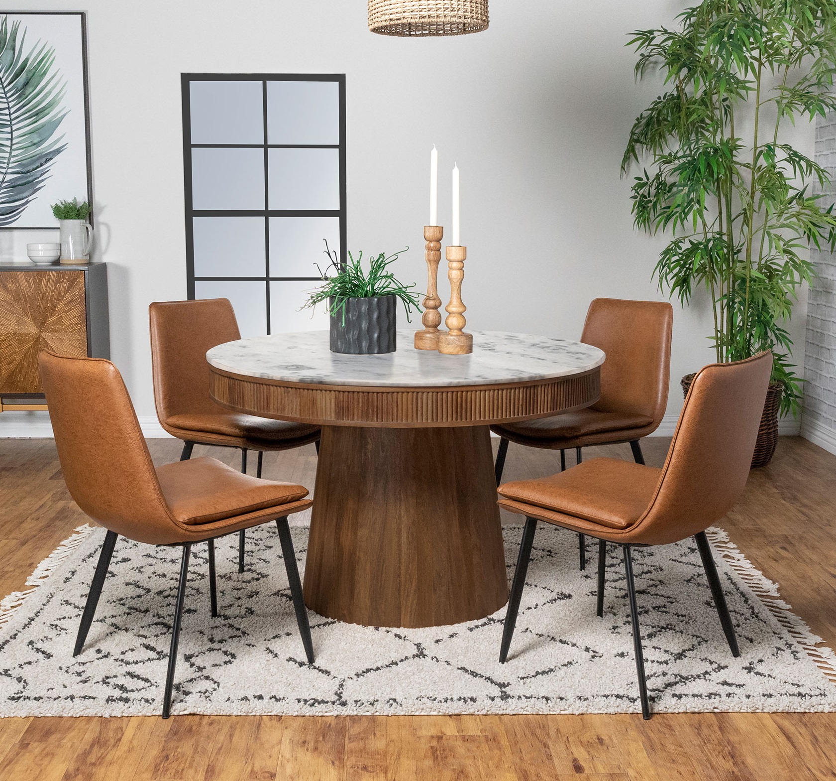 Coaster Furniture Ortega White Natural 5pc Dining Room Set
