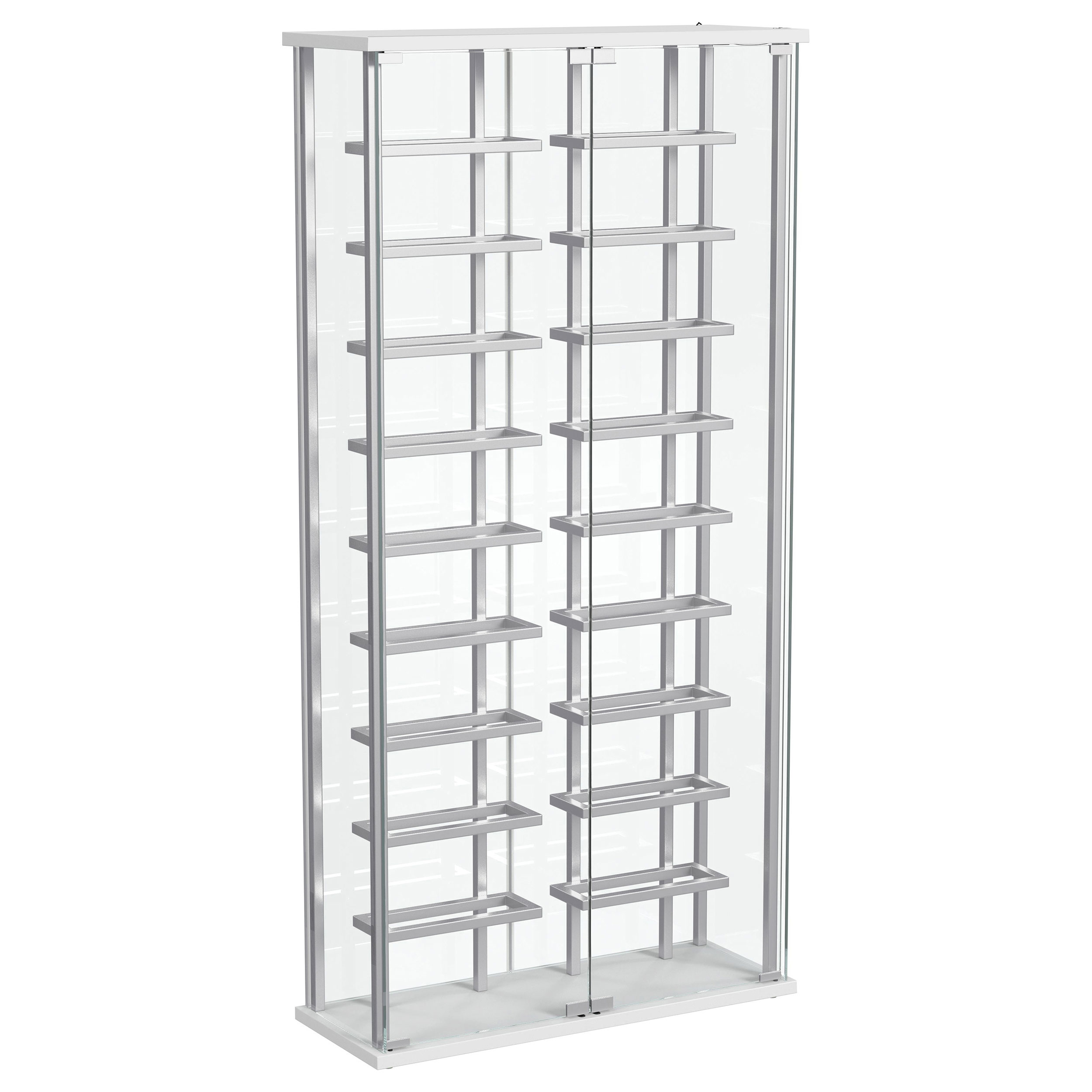 Coaster Furniture Montara Silver White Wine Storage LED Curio Cabinet