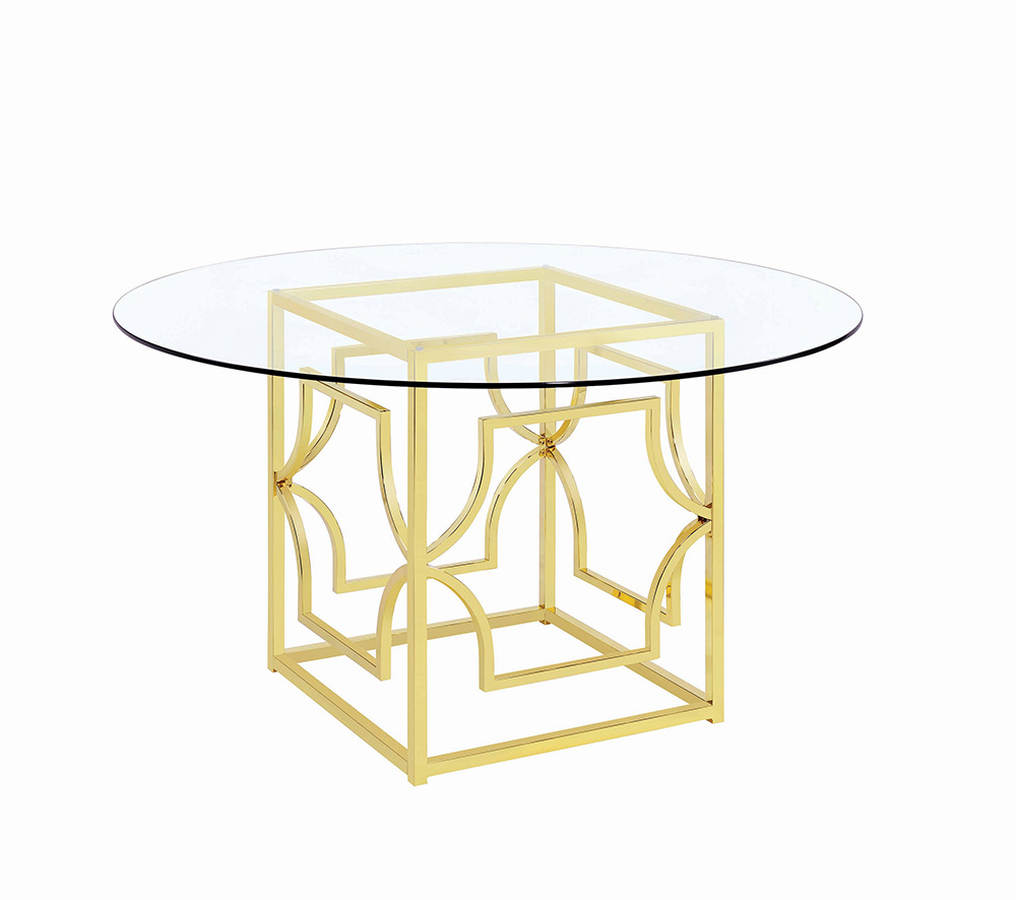 Coaster Furniture Starlight Clear Brass Dining Table CST-192641BG Coaster Furniture Starlight Clear Brass Dining Table CST-192641BG