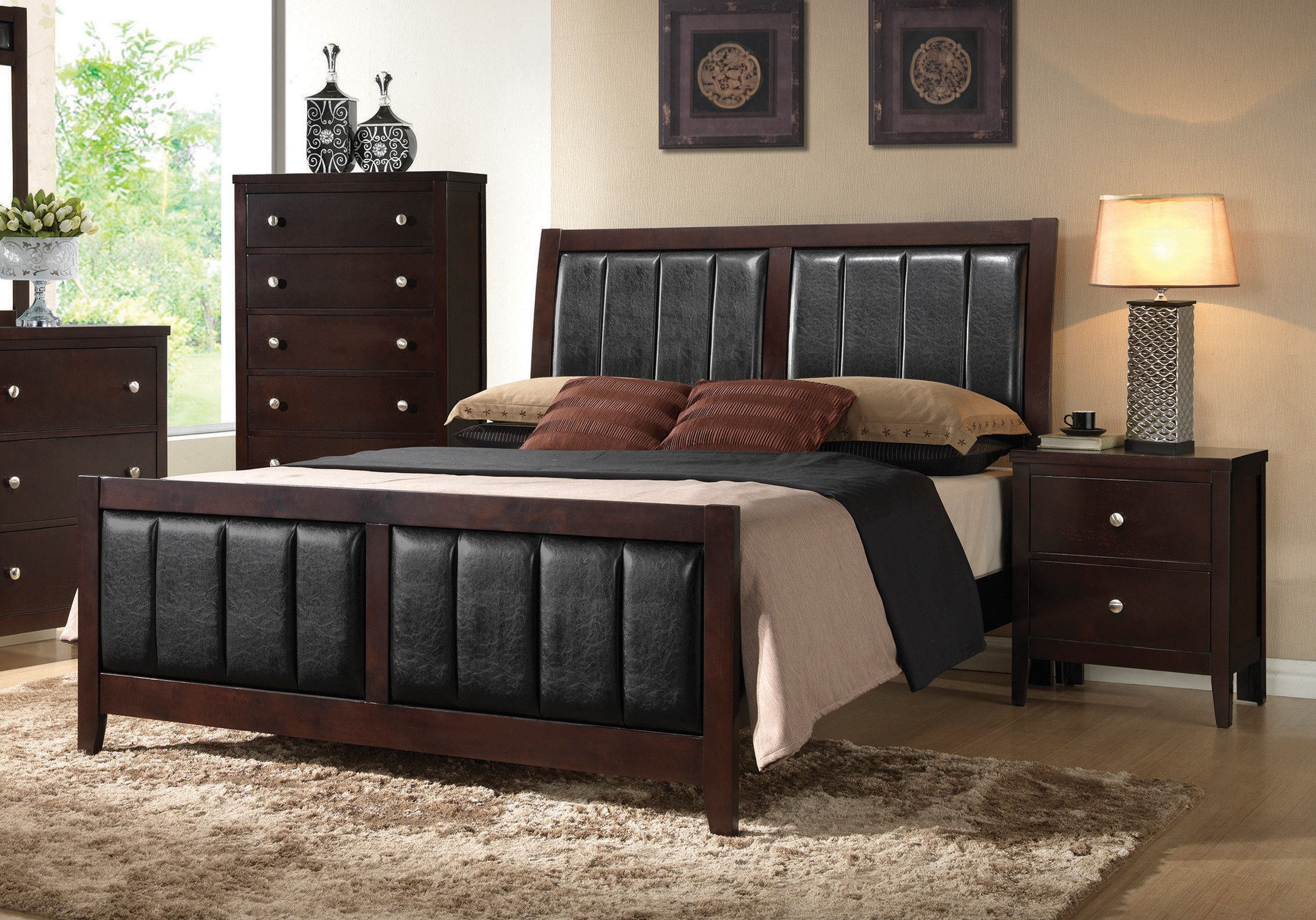 Coaster Furniture Carlton Cappuccino Black 2pc Queen Bedroom Set