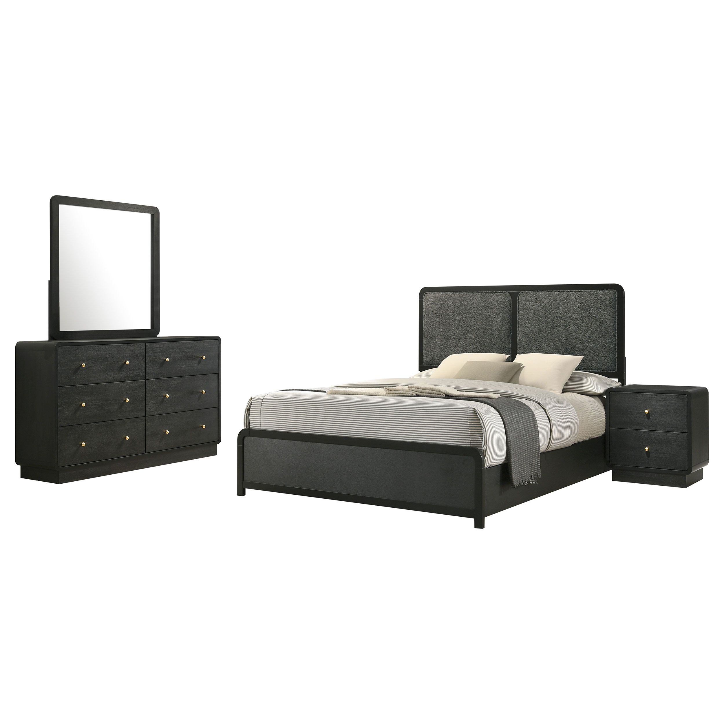 Coaster Furniture Cavelle Black 4pc Bedroom Set with Queen Bed