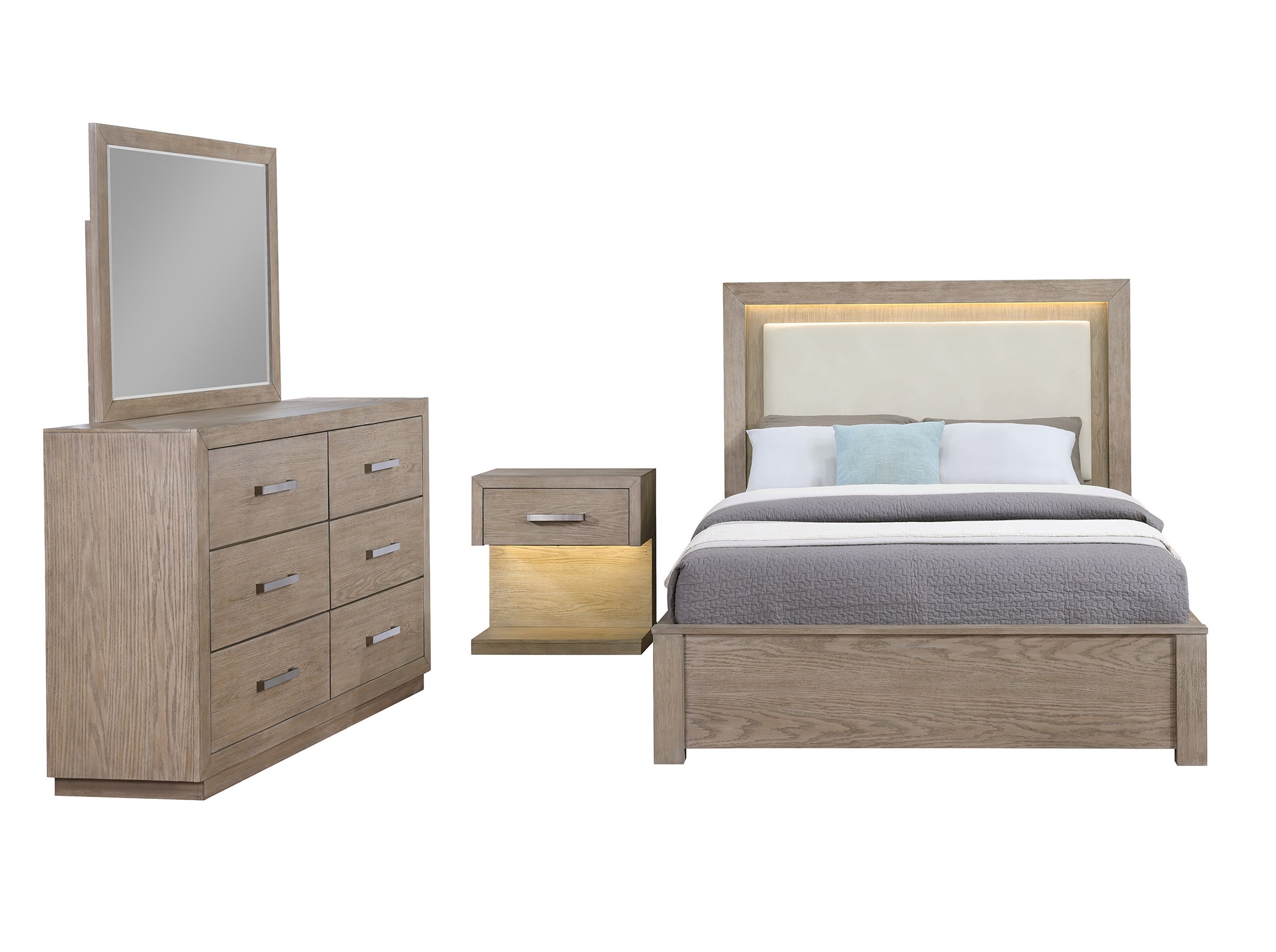Coaster Furniture Kenora Barley Brown Beige 4pc Bedroom Set with Queen Bed
