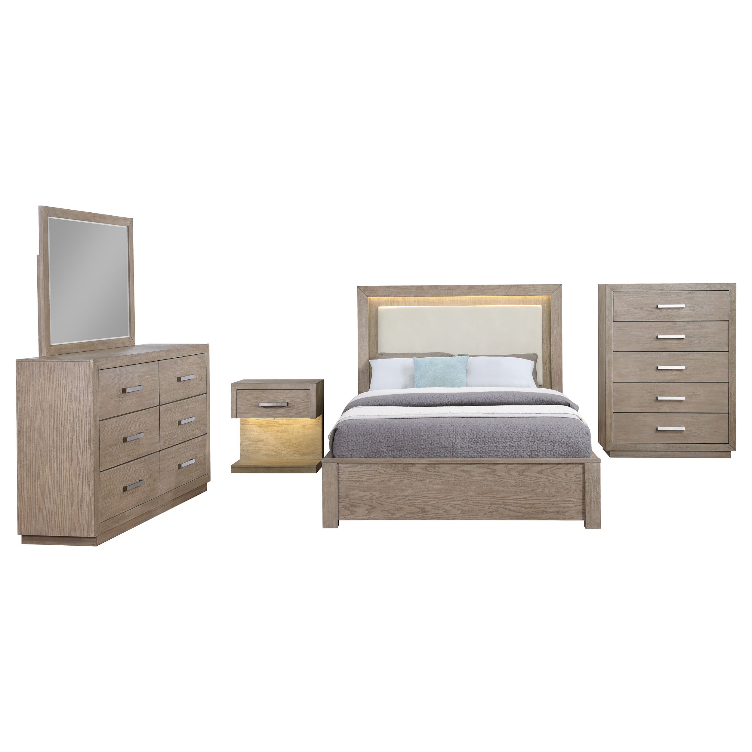 Coaster Furniture Kenora Barley Brown Beige 5pc Bedroom Set with Cal King B...