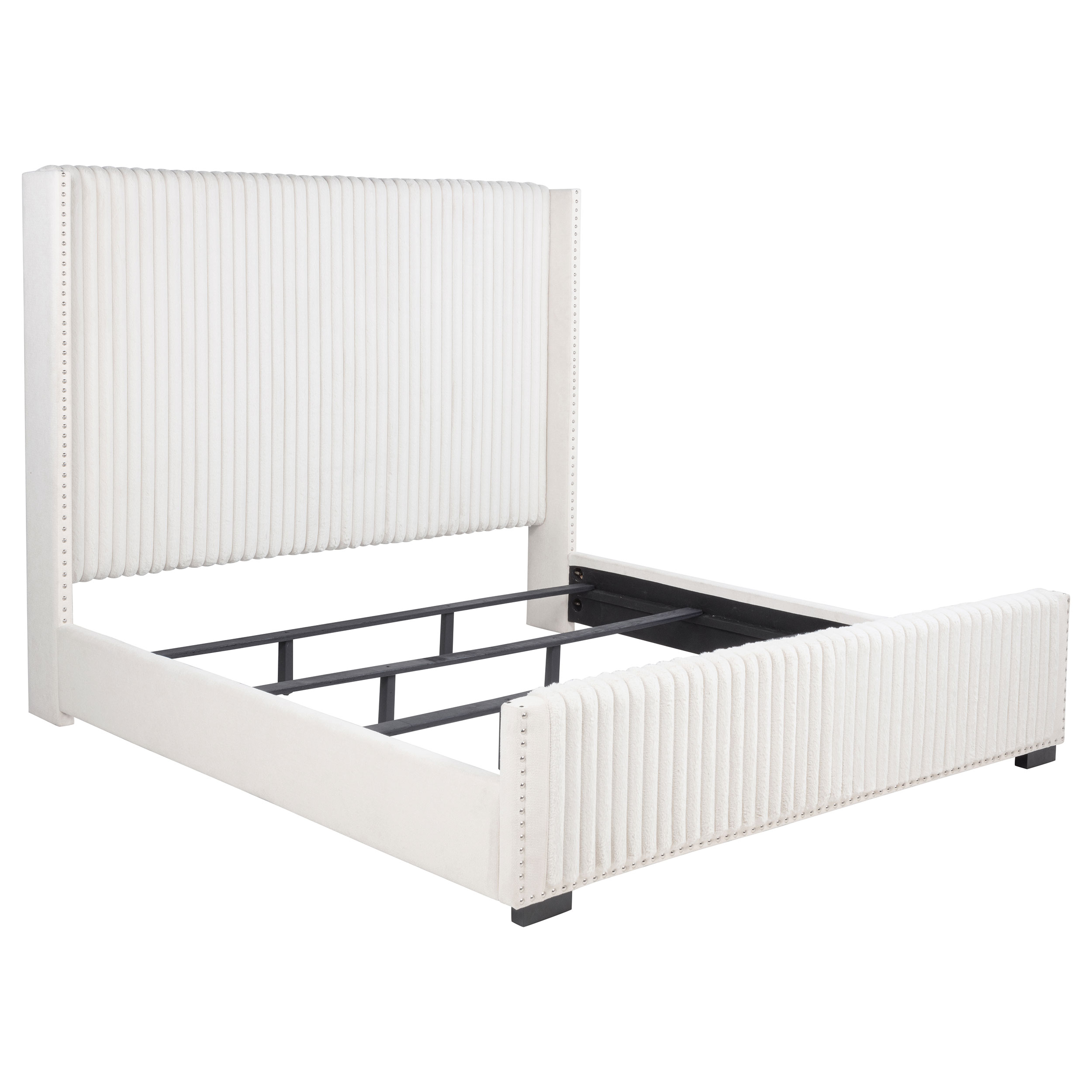 Coaster Furniture Natasha Cream White Cal King Wingback Bed